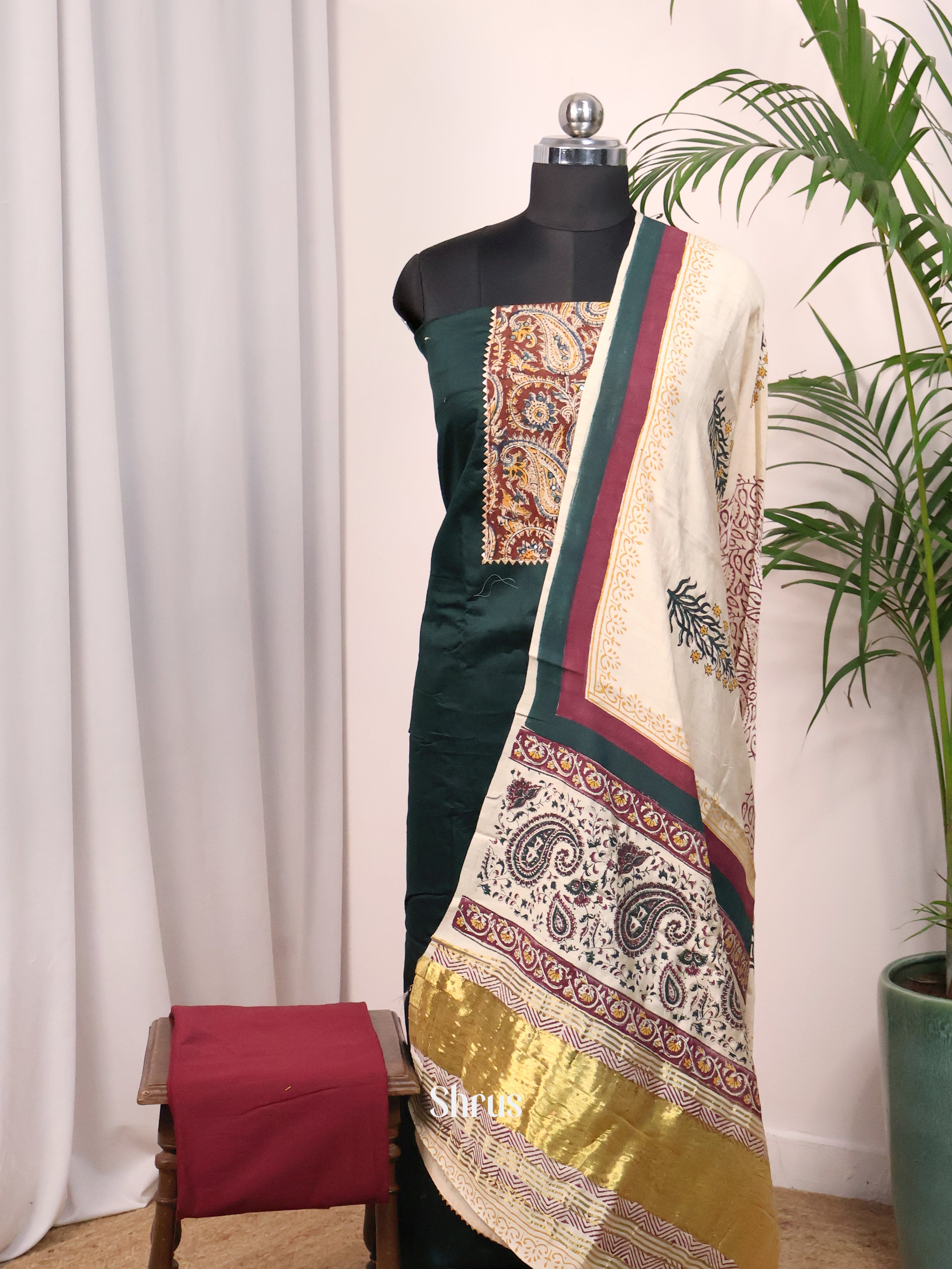 Green & Maroon - Cotton salwar - Shop on Shrus.com
