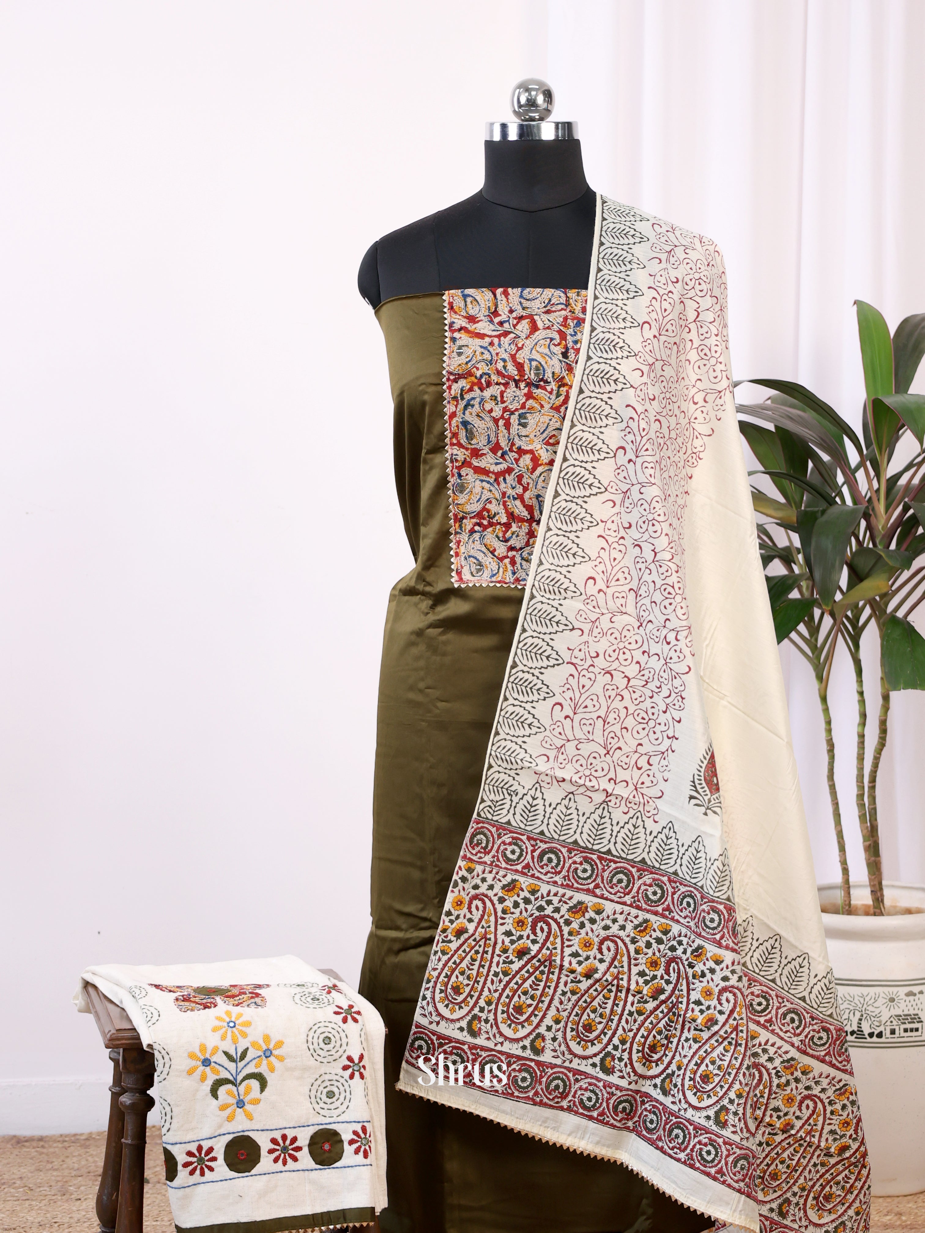 Green & Cream - Cotton salwar - Shop on Shrus.com