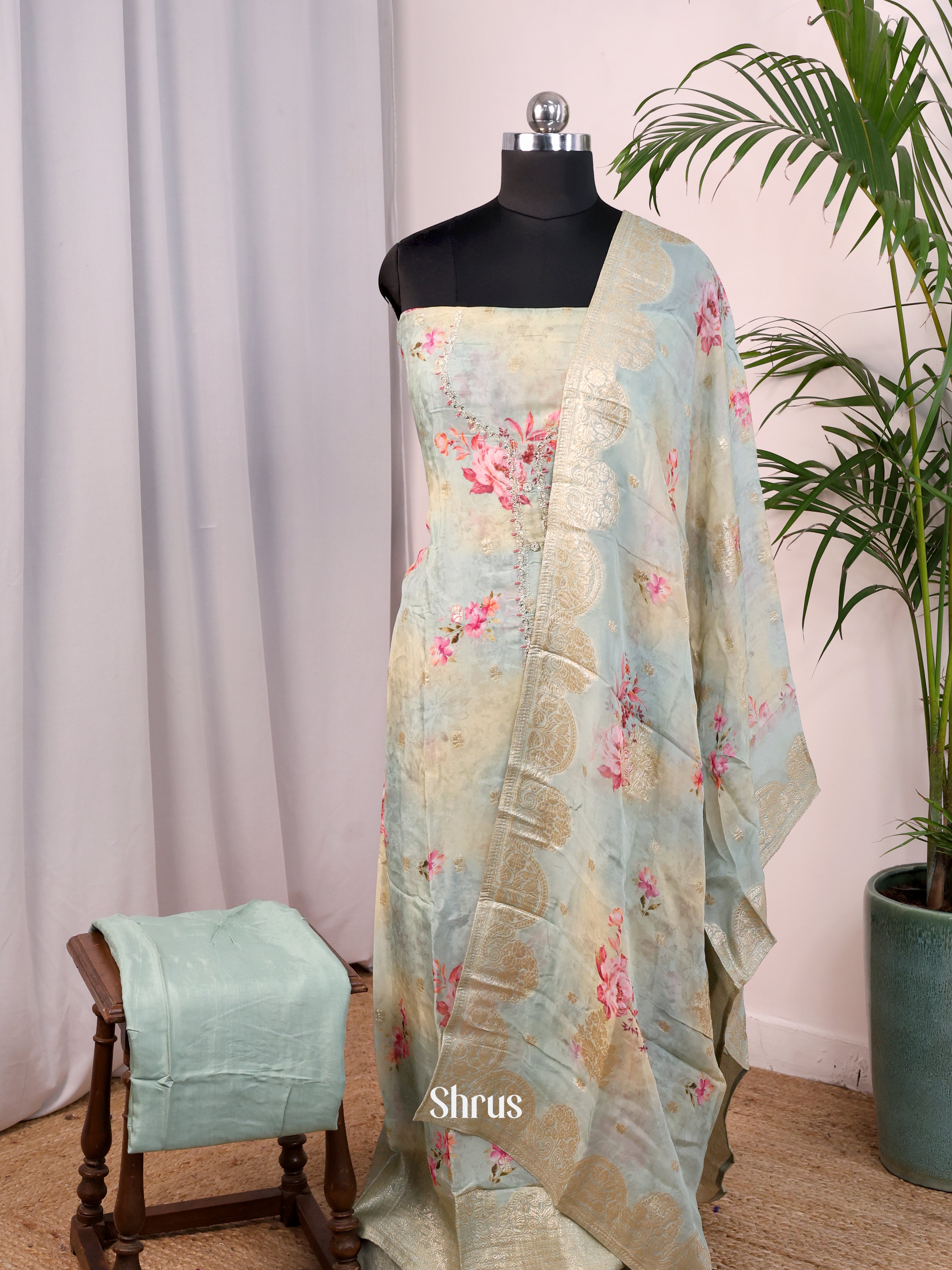 Blue & Cream - Cotton salwar - Shop on Shrus.com