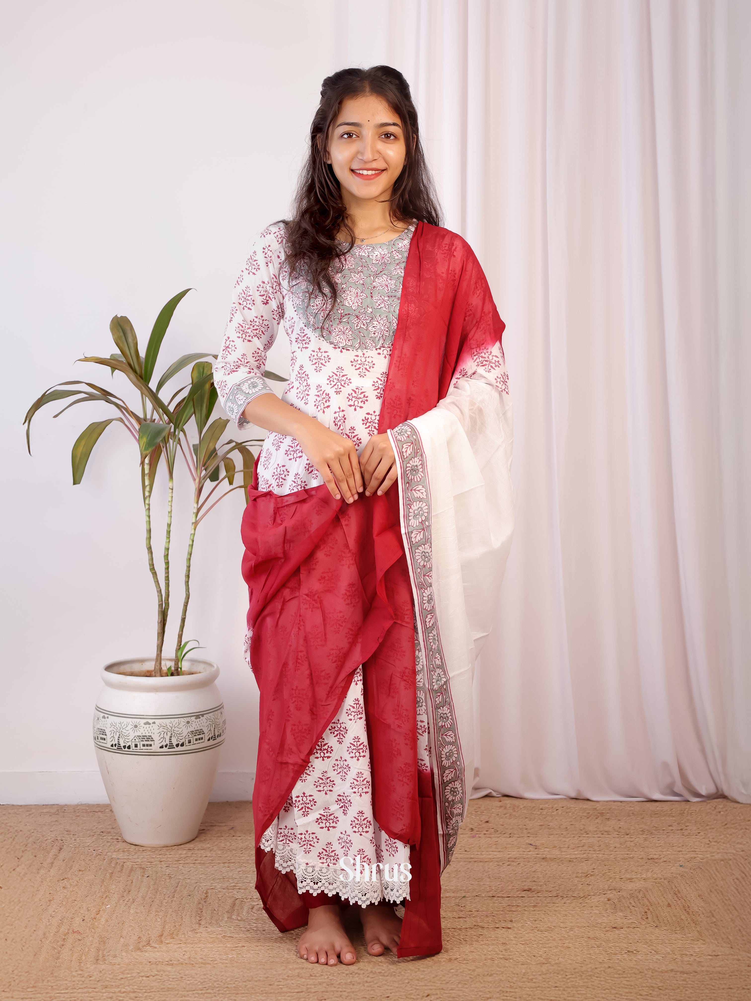 Cream & Maroon - Readymade Suits - Shop on Shrus.com