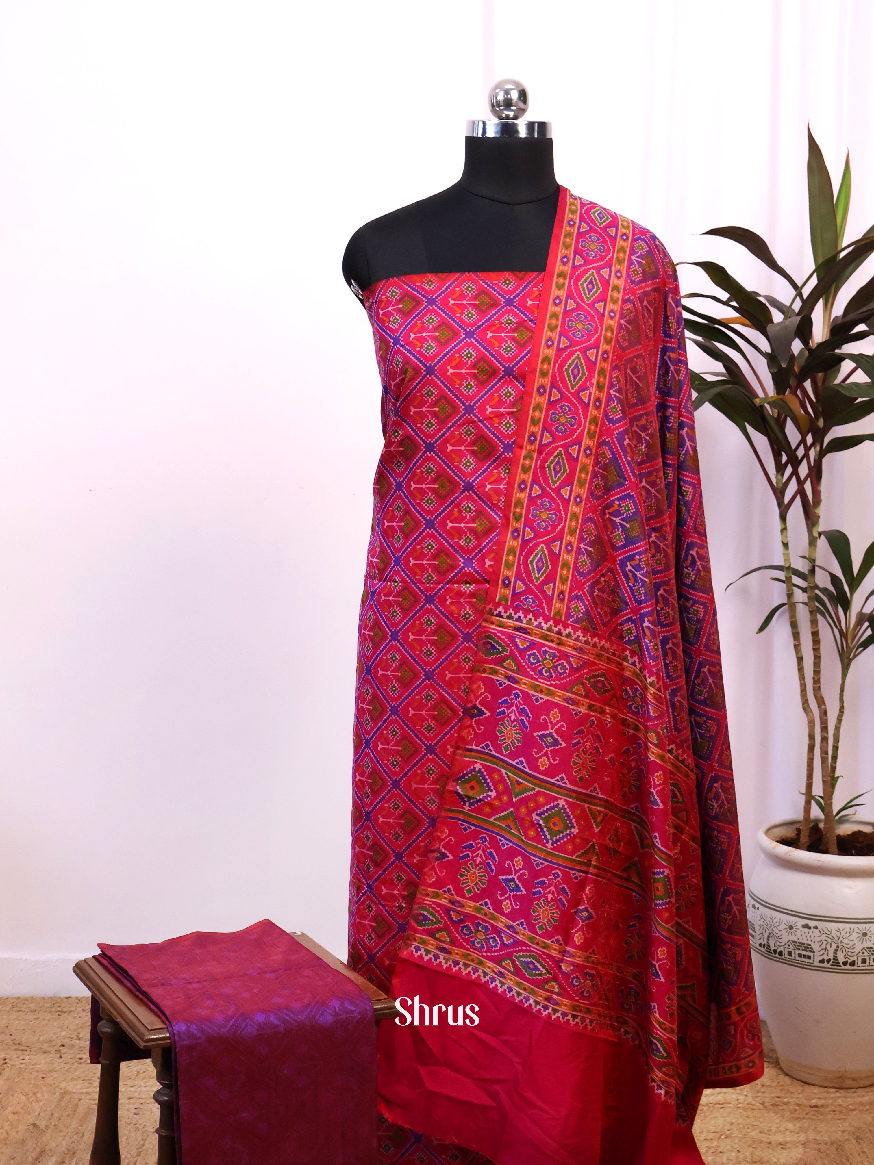 Pink & Purple- semi patola salwar - Shop on Shrus.com
