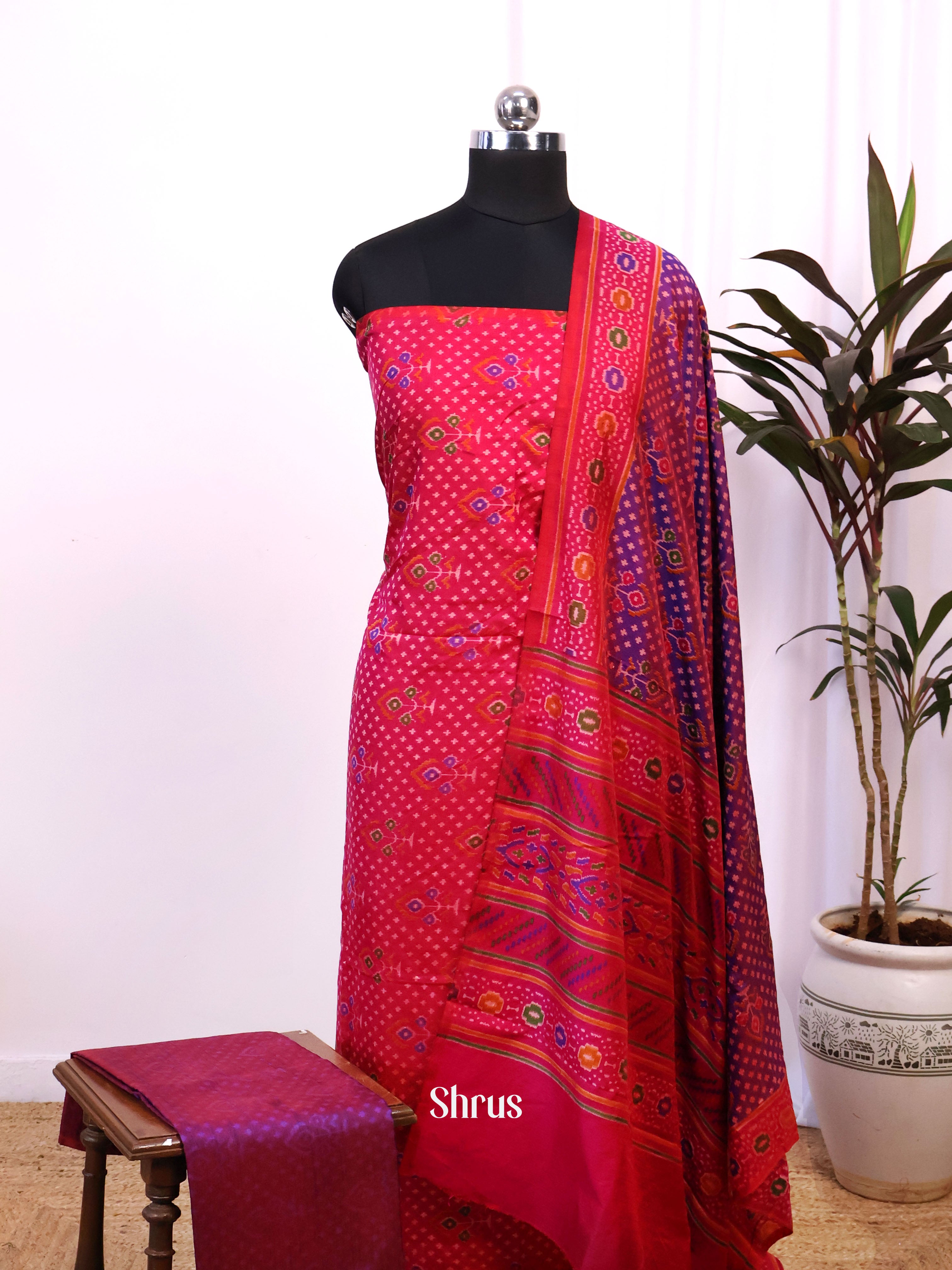 Pink & Purple- semi patola salwar - Shop on Shrus.com