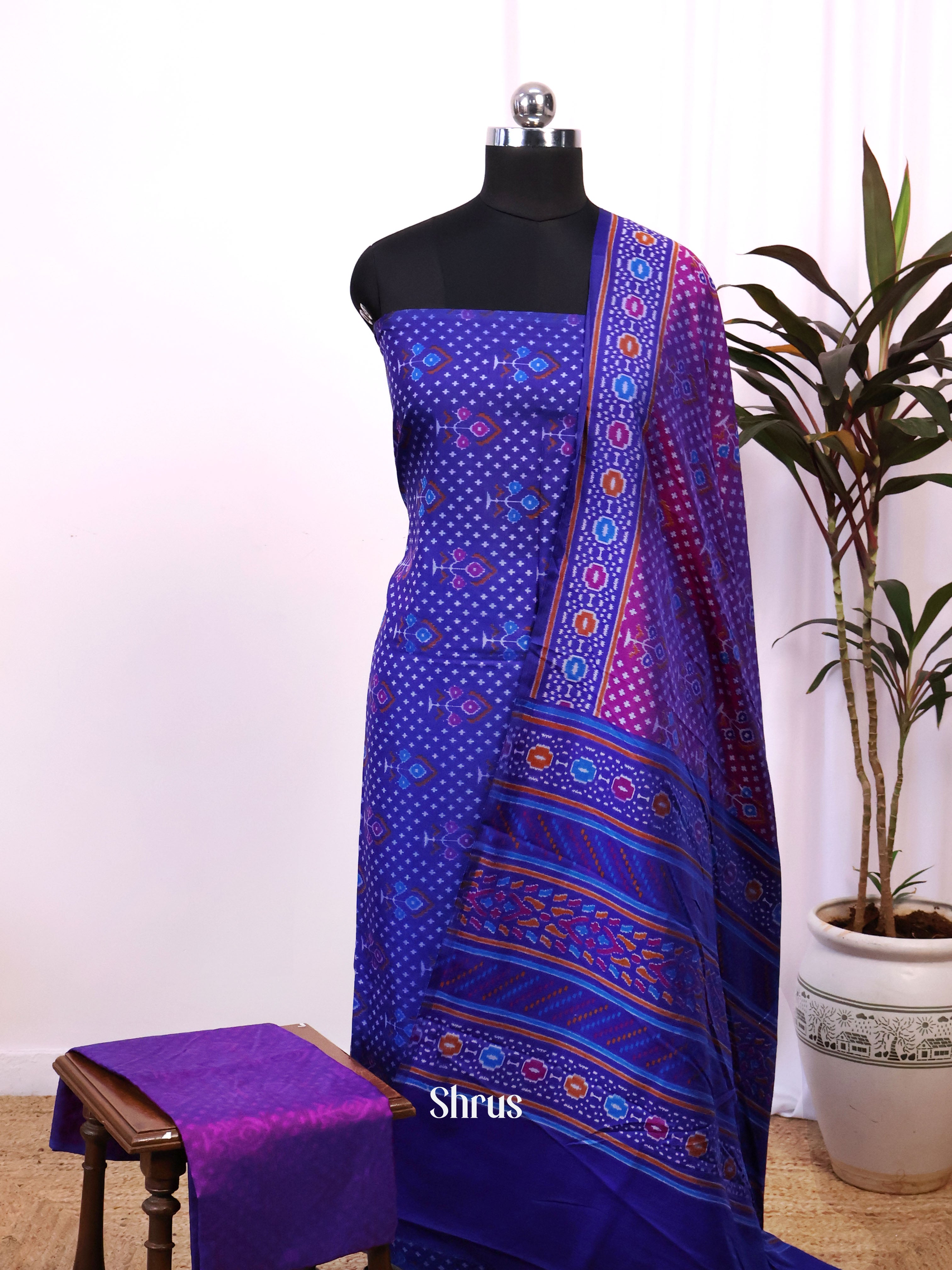 Blue & Purple- semi patola salwar - Shop on Shrus.com