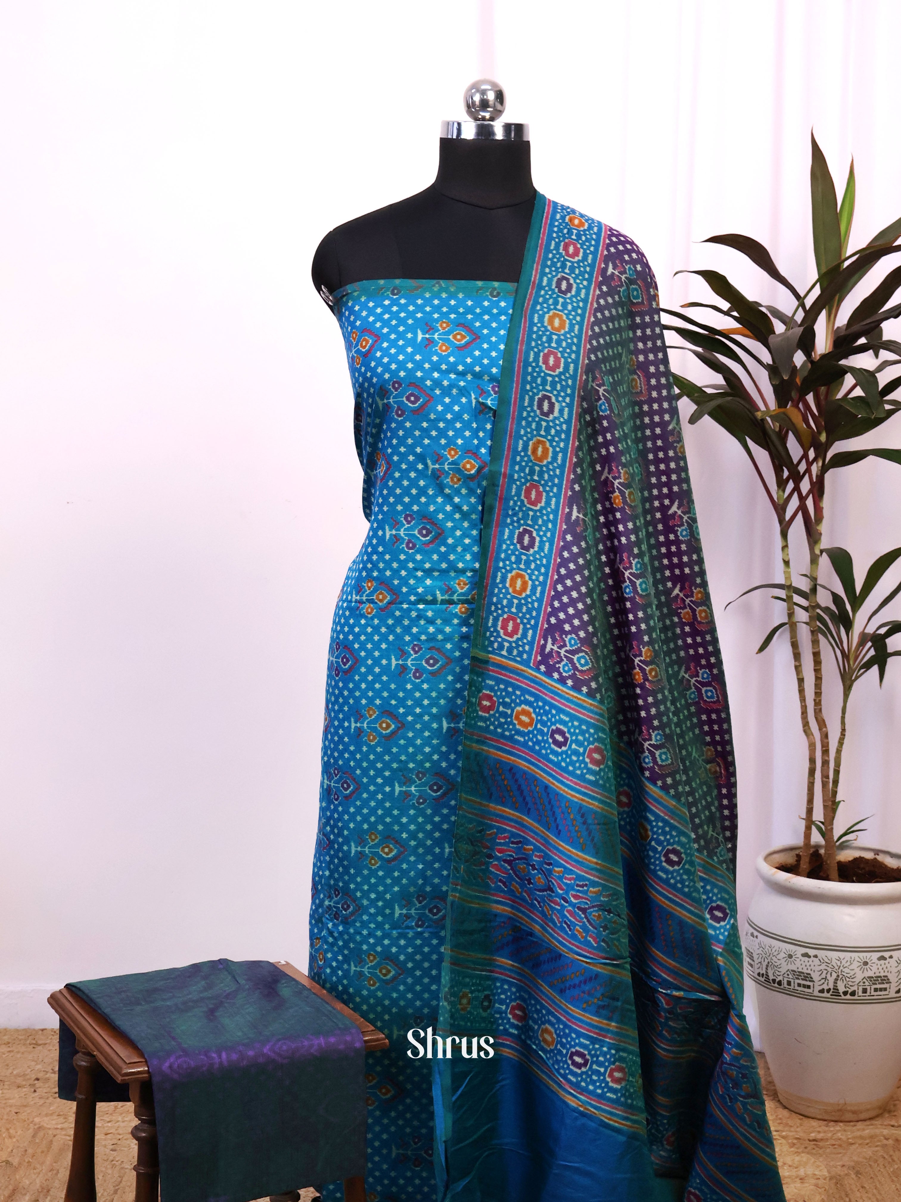 Blue & Purple- semi patola salwar - Shop on Shrus.com