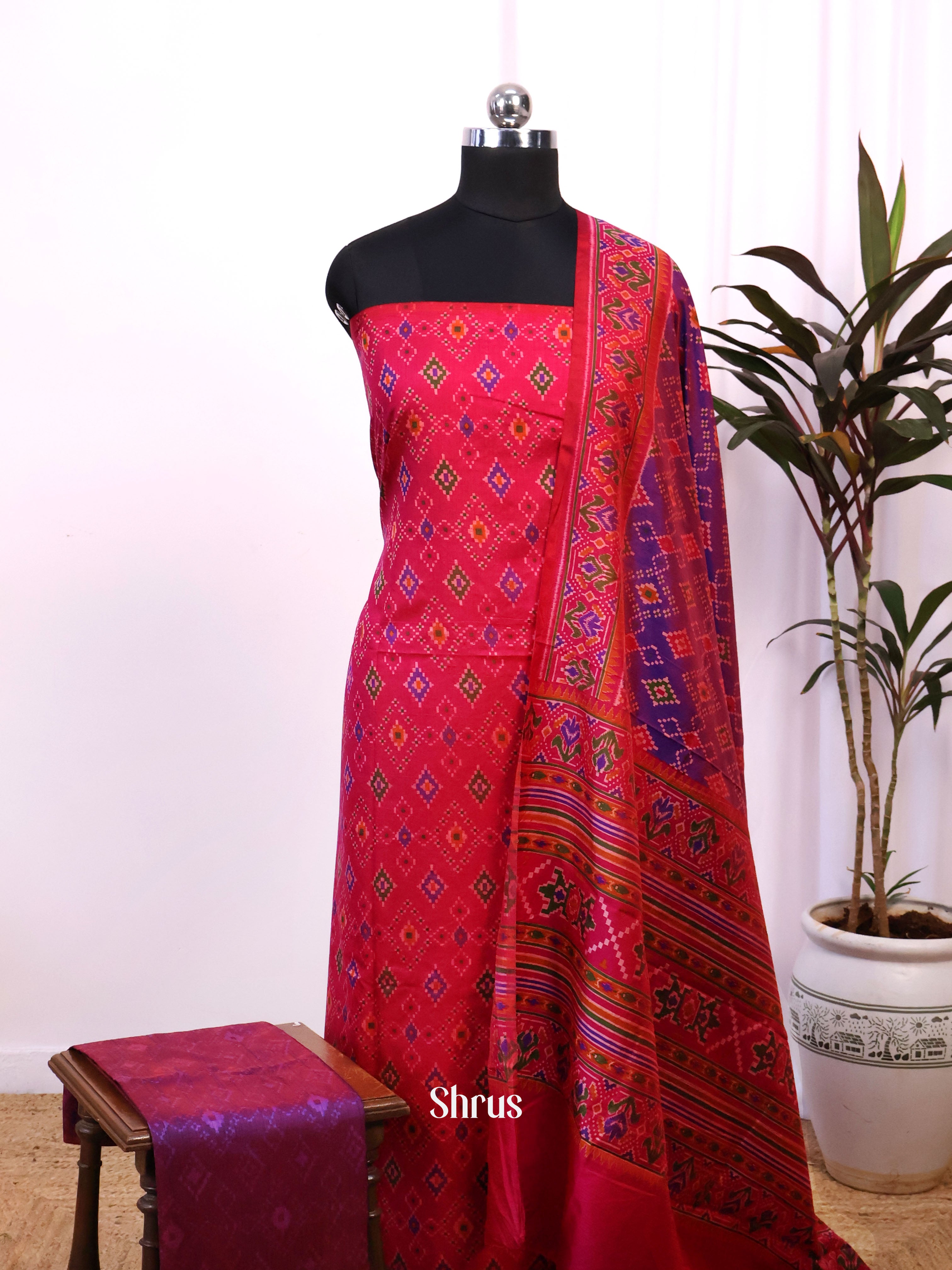 Pink & Purple- semi patola salwar - Shop on Shrus.com