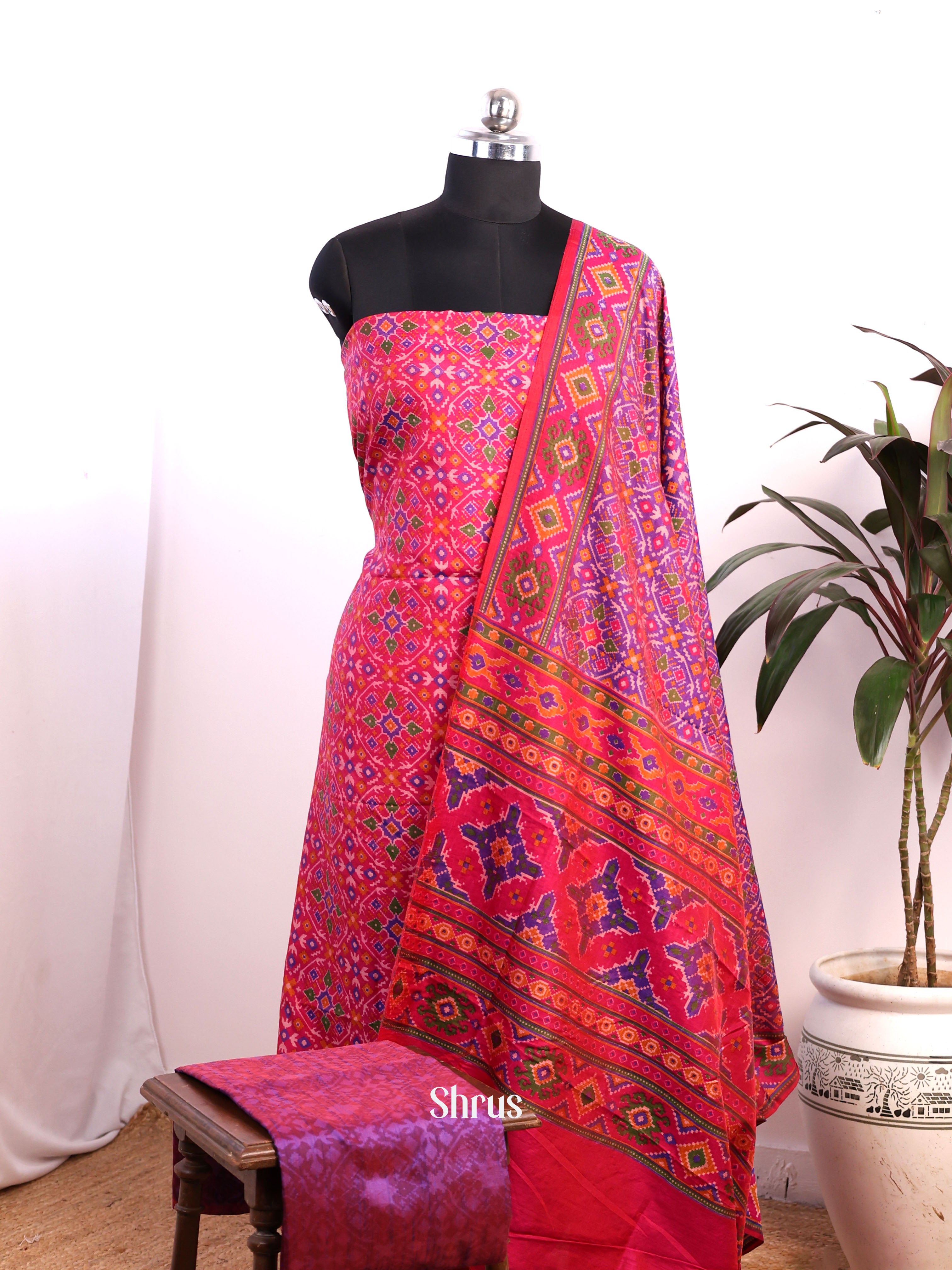 Pink - semi patola salwar - Shop on Shrus.com