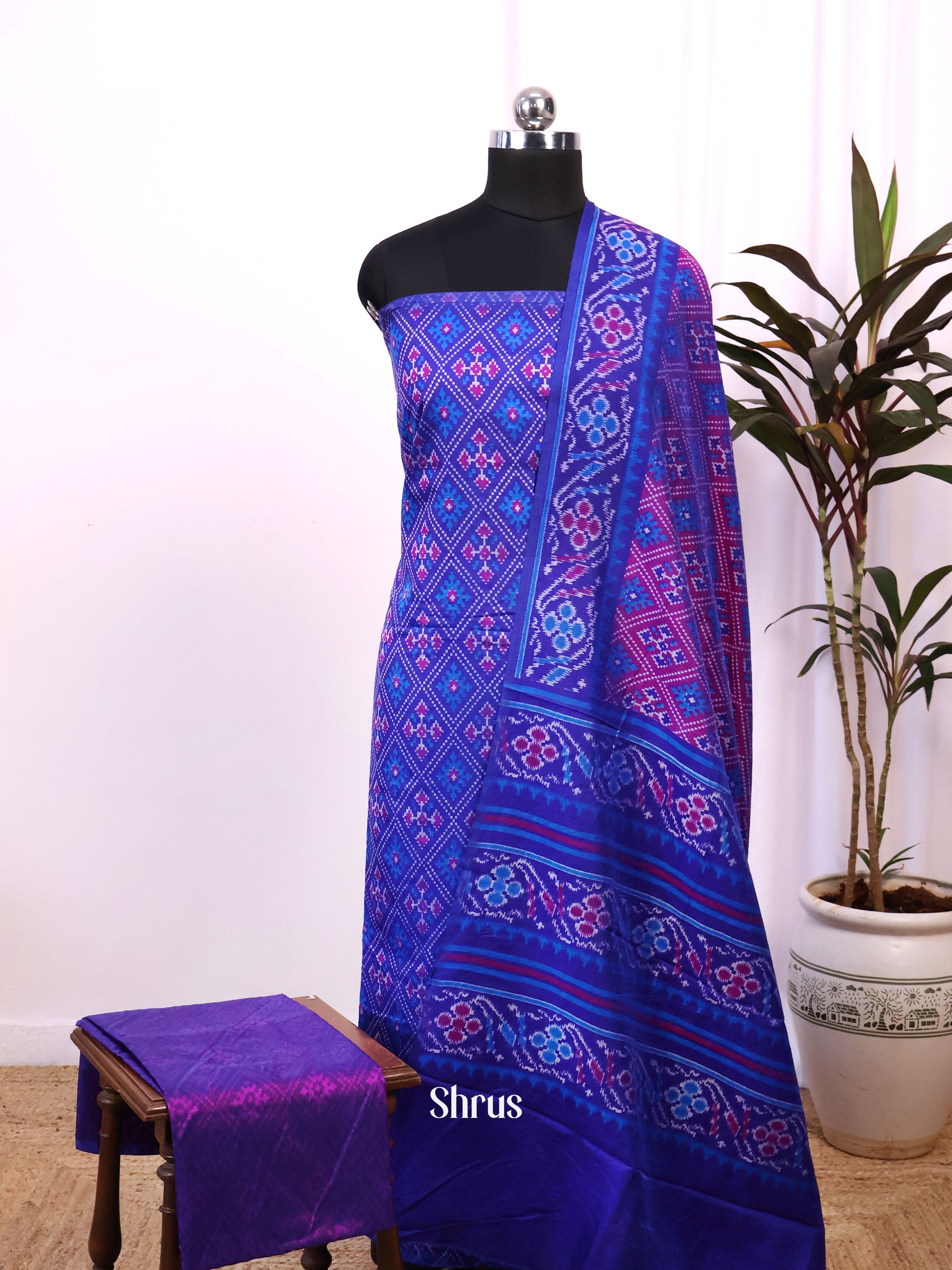 Blue & Purple- semi patola salwar - Shop on Shrus.com