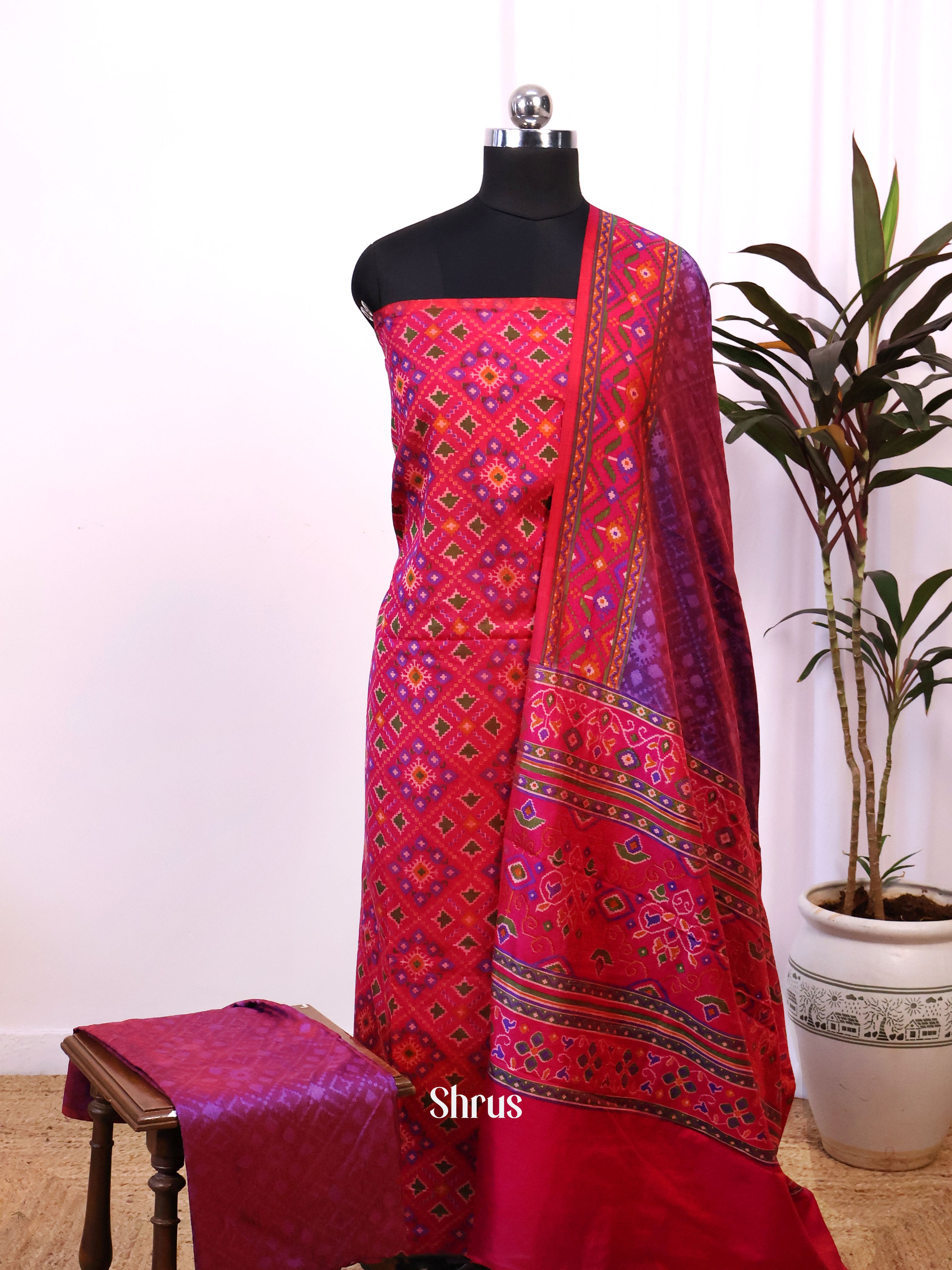 Pink & Purple - semi patola salwar - Shop on Shrus.com