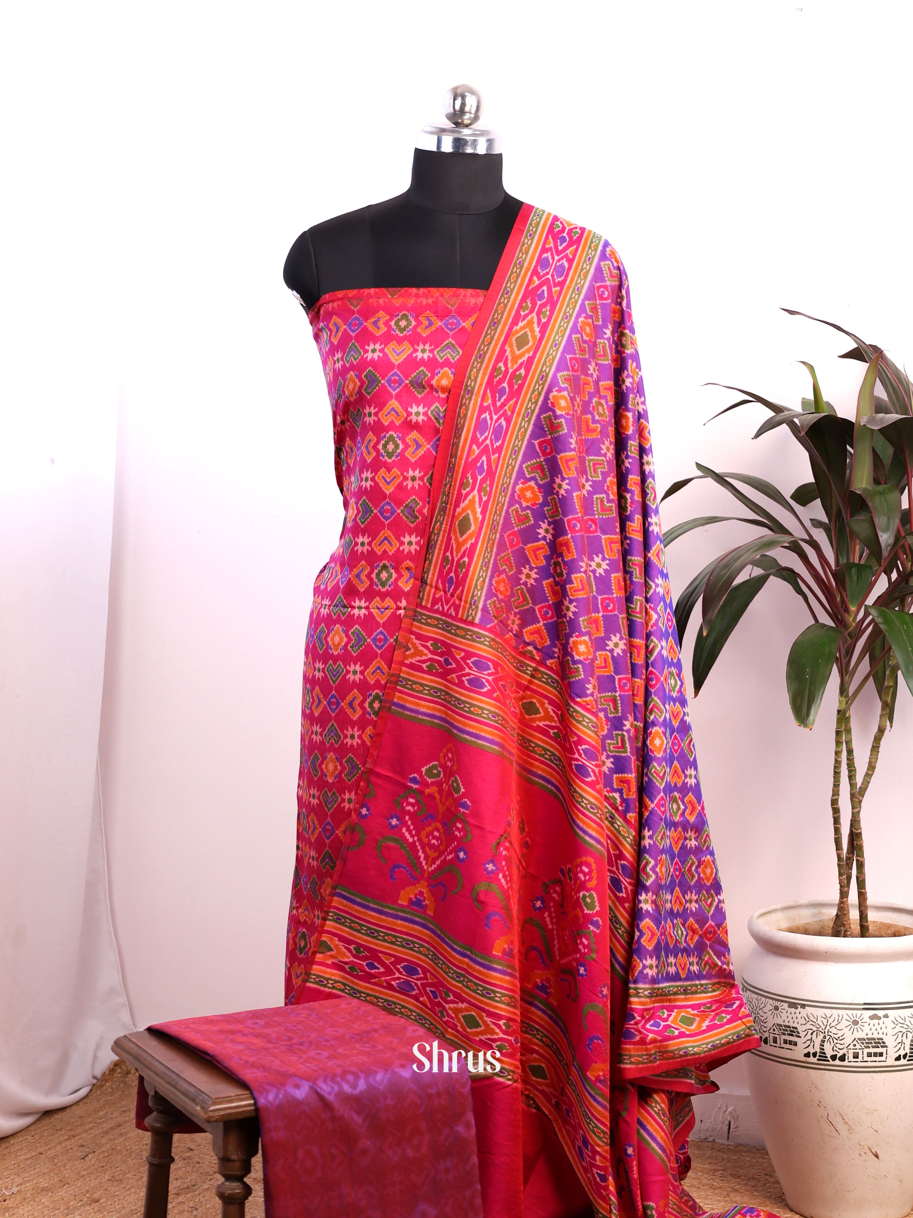 Pink & Purple- semi patola salwar - Shop on Shrus.com
