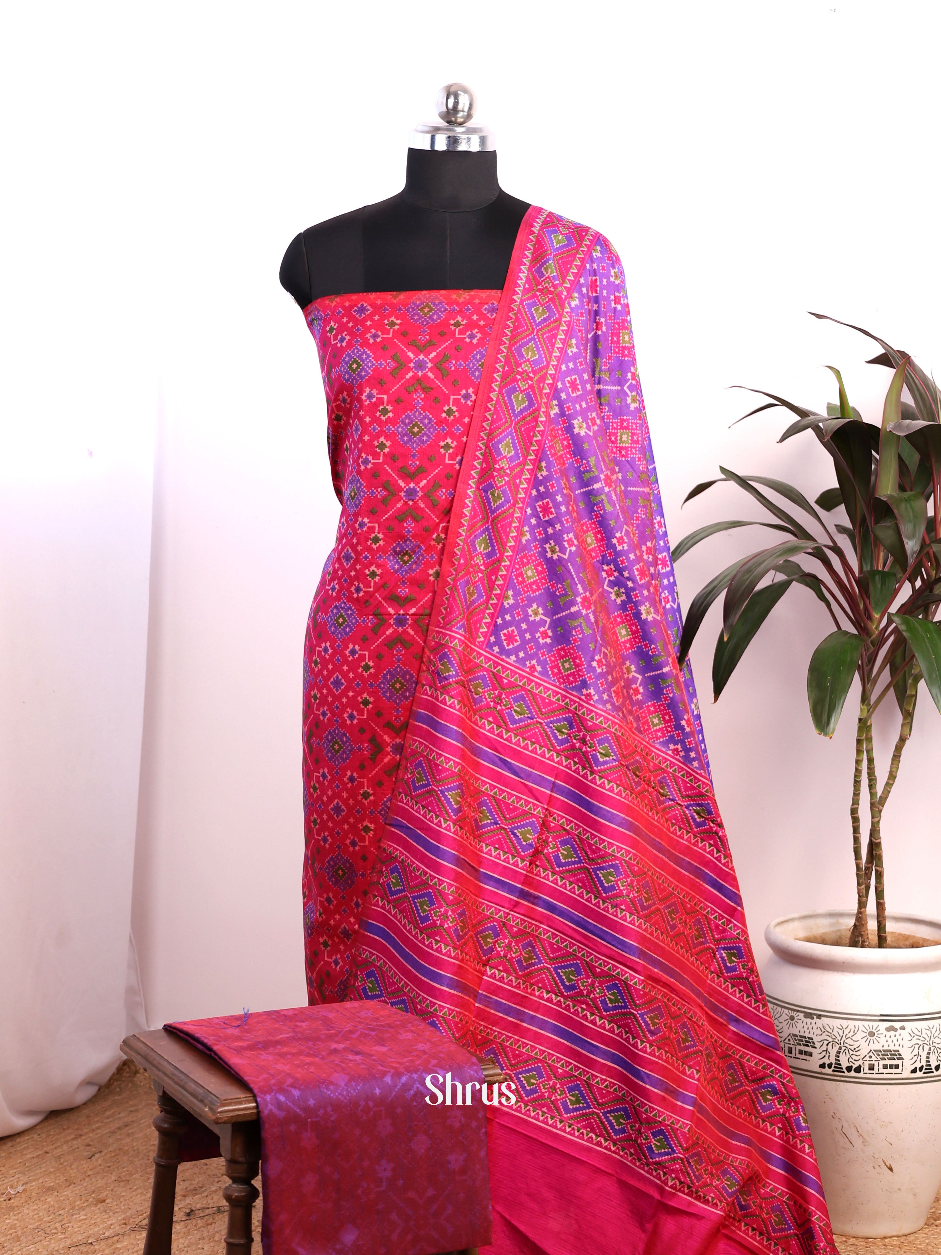 Pink & Purple - semi patola salwar - Shop on Shrus.com