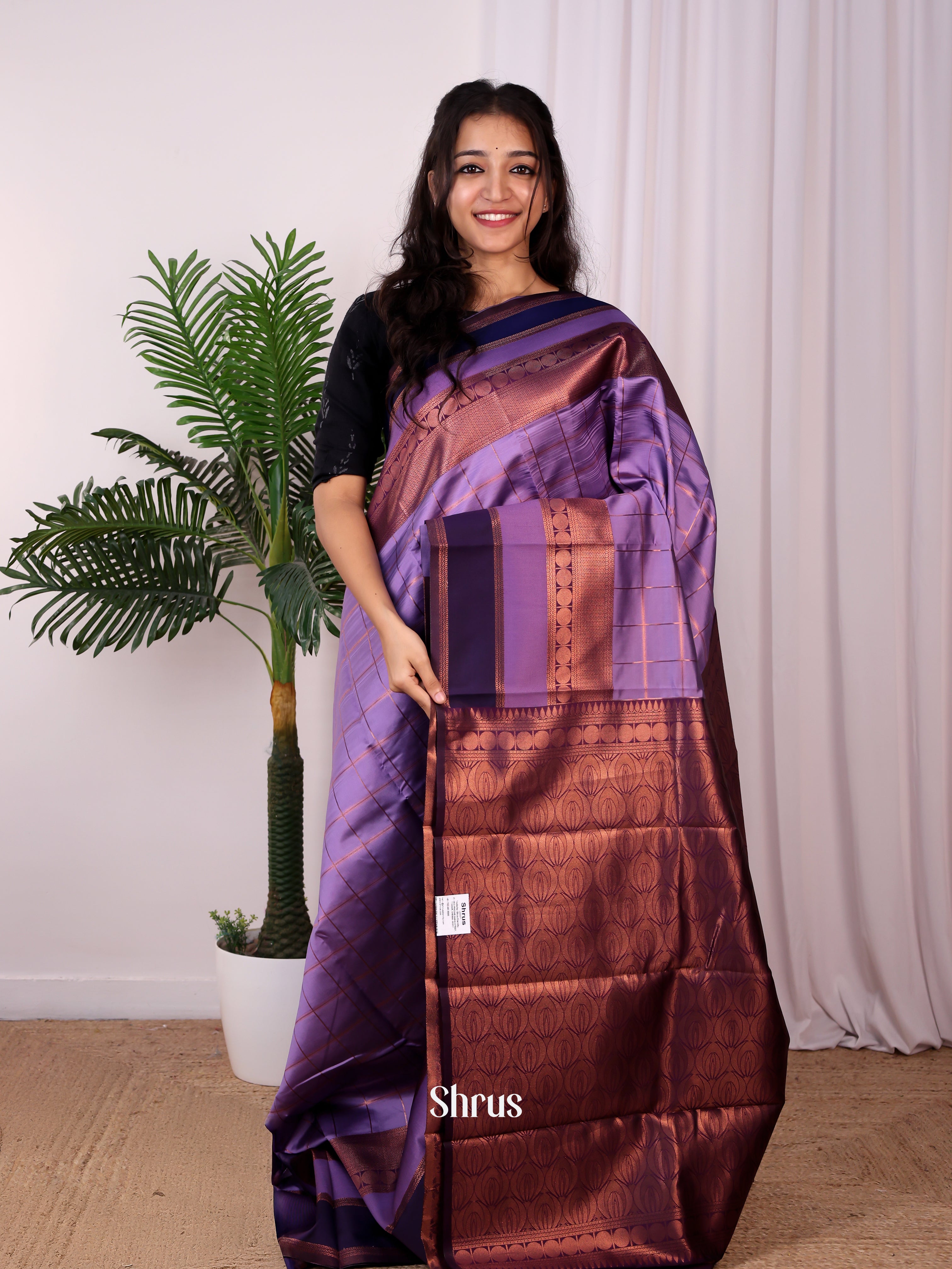 Purple - Semi Arani Silk Saree - Shop on Shrus.com