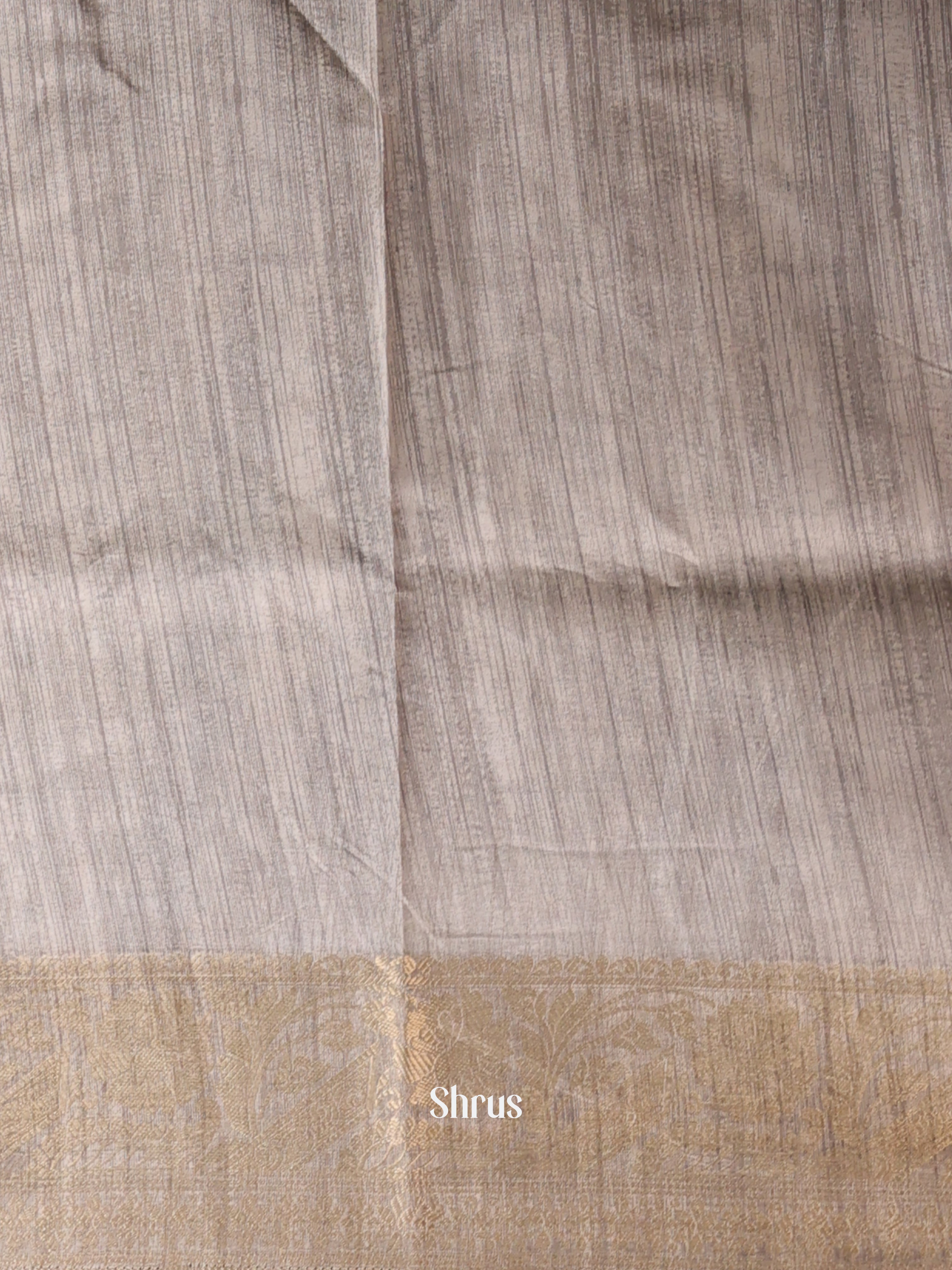 Cream & Grey - Semi Dupion Saree - Shop on Shrus.com