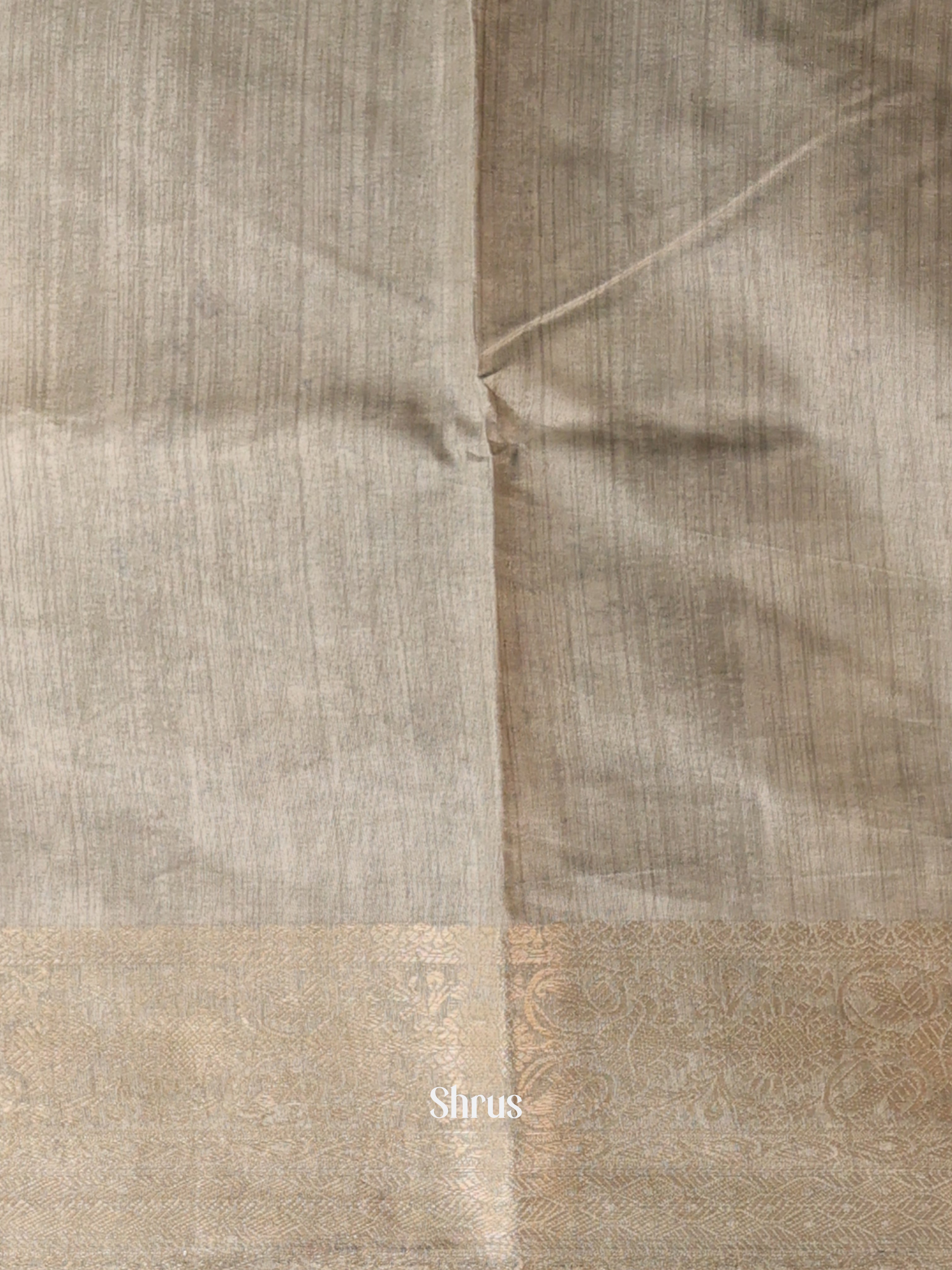 Green & Grey - Semi Dupion Saree - Shop on Shrus.com