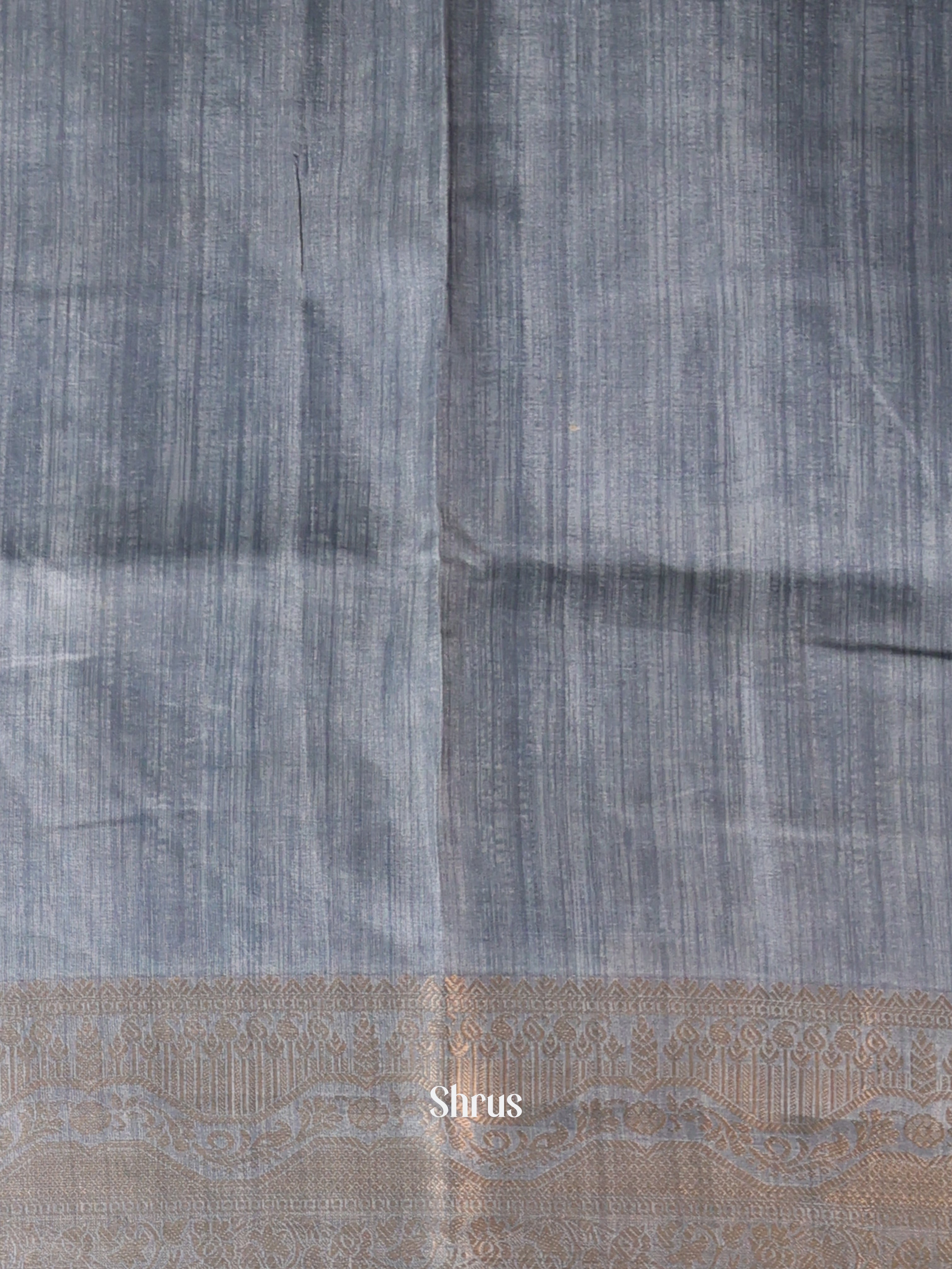 Cream & Blue - Semi Dupion Saree - Shop on Shrus.com