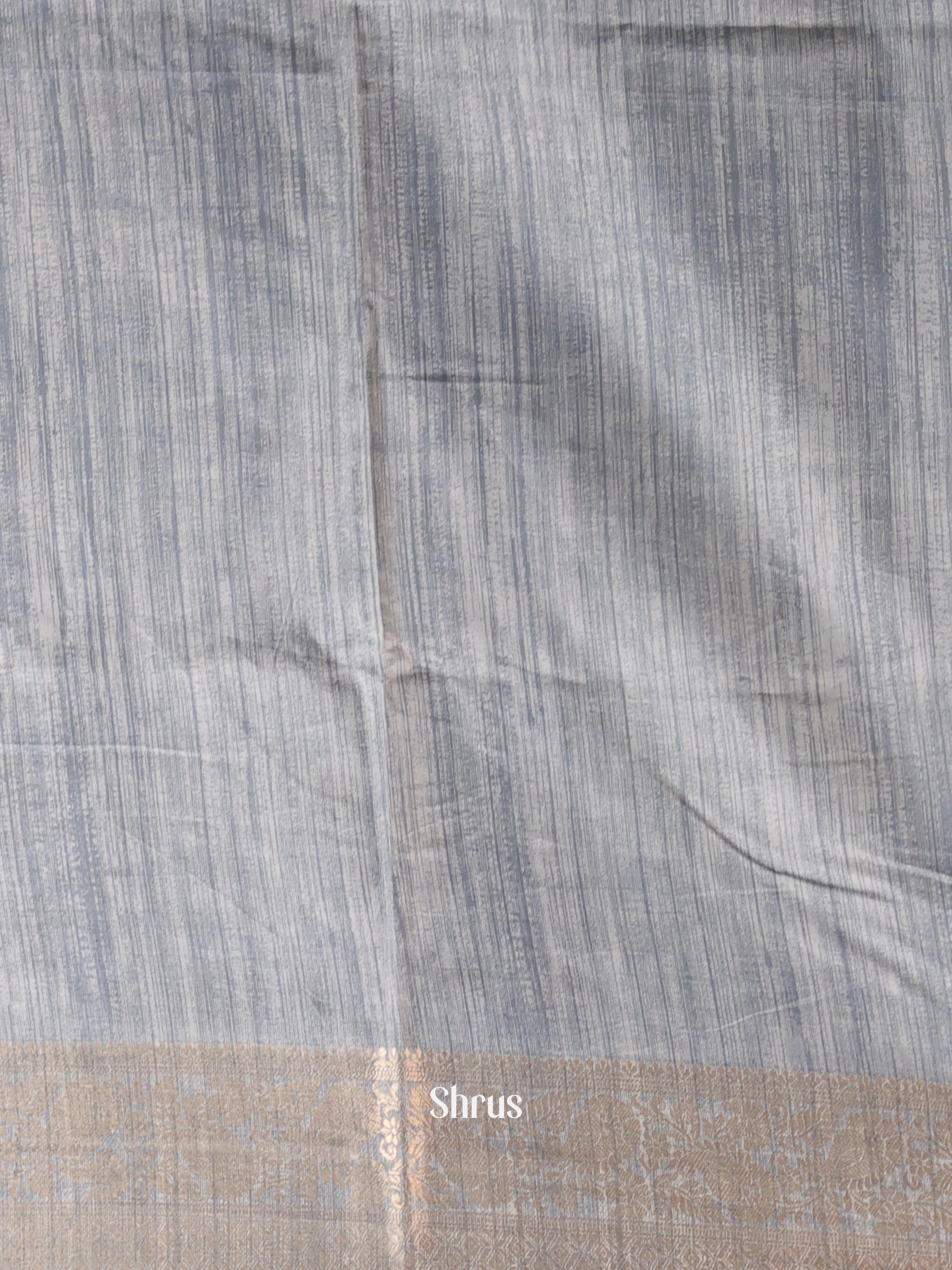 Blue & Grey- Semi Dupion Saree - Shop on Shrus.com
