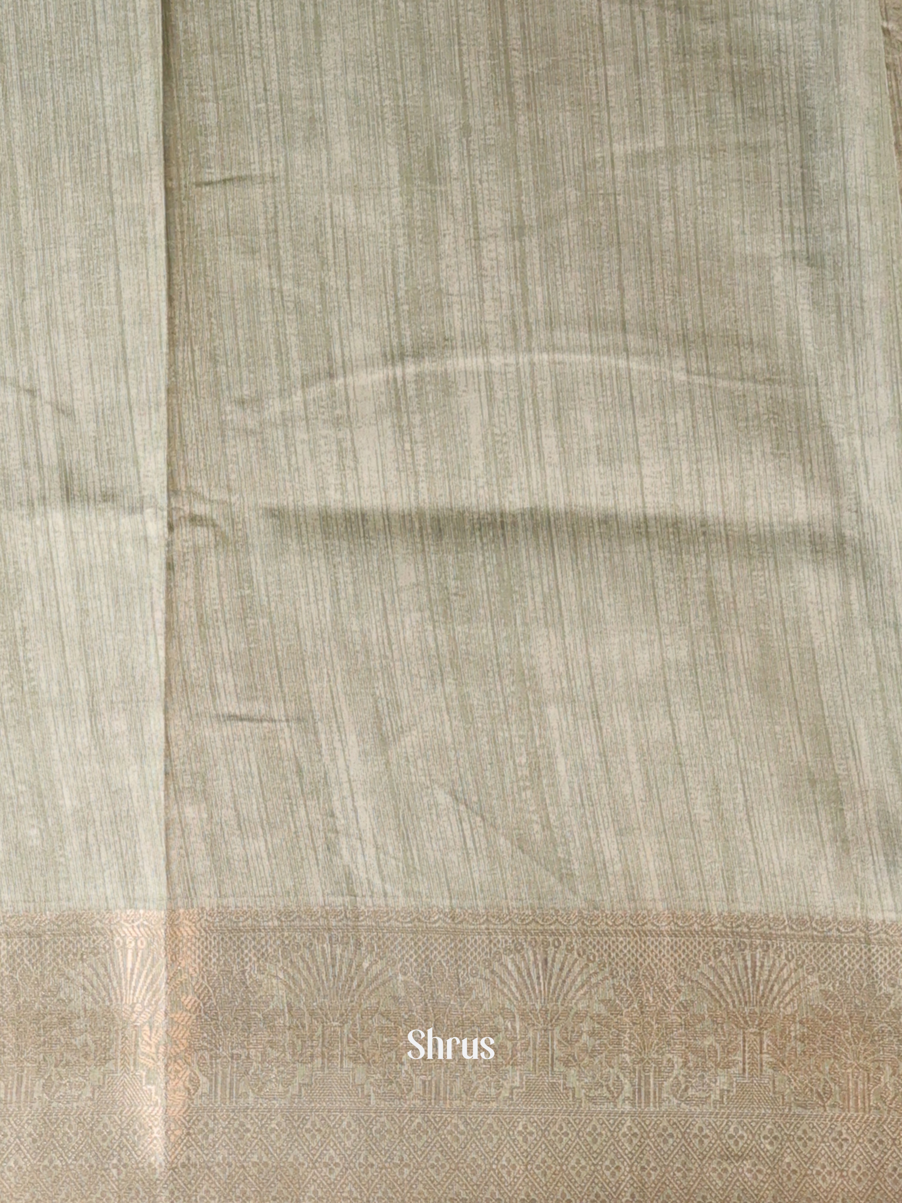 Dark Green & Lite Green - Semi Dupion Saree - Shop on Shrus.com