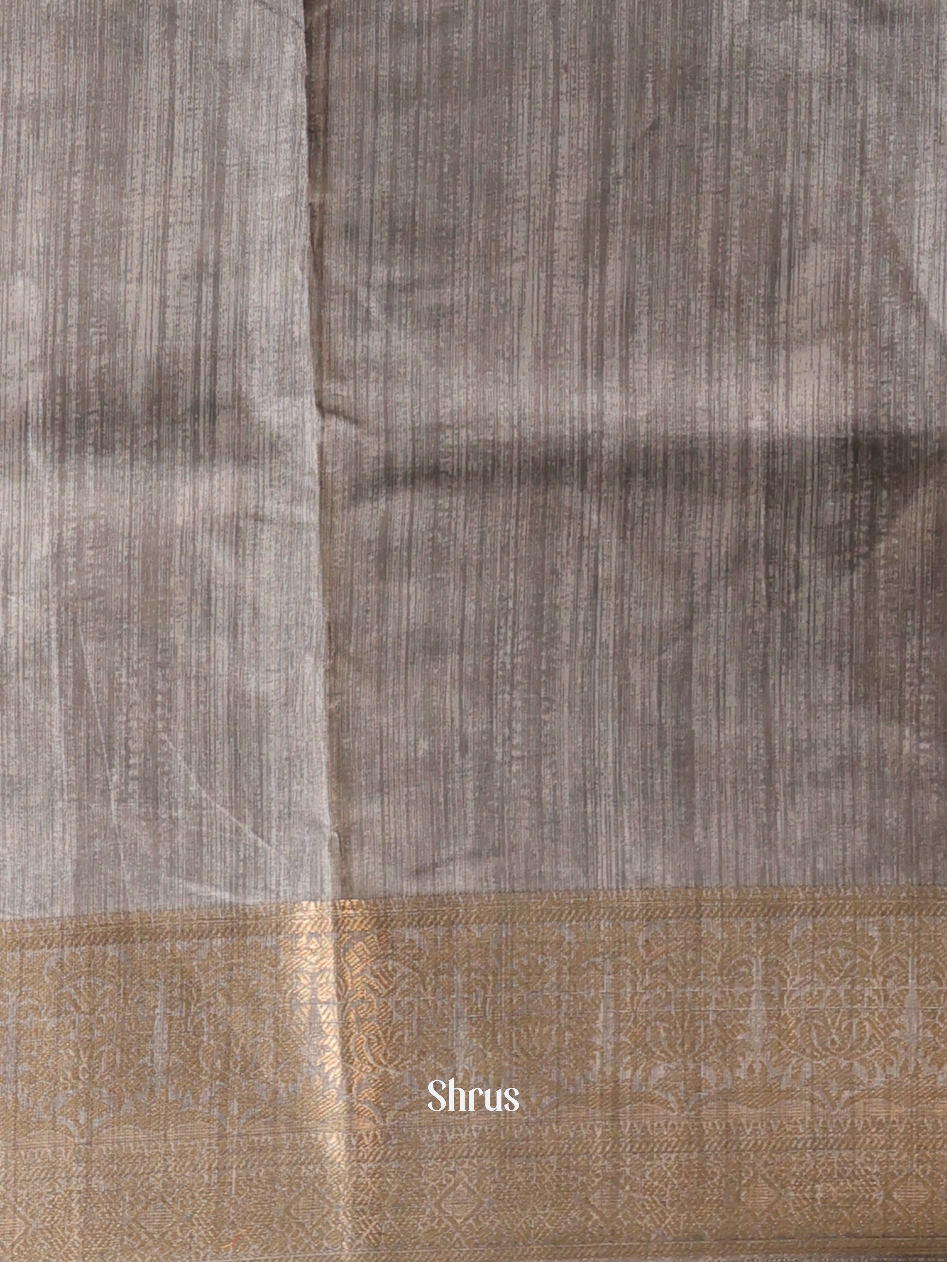 Black & Grey - Semi Dupion Saree - Shop on Shrus.com