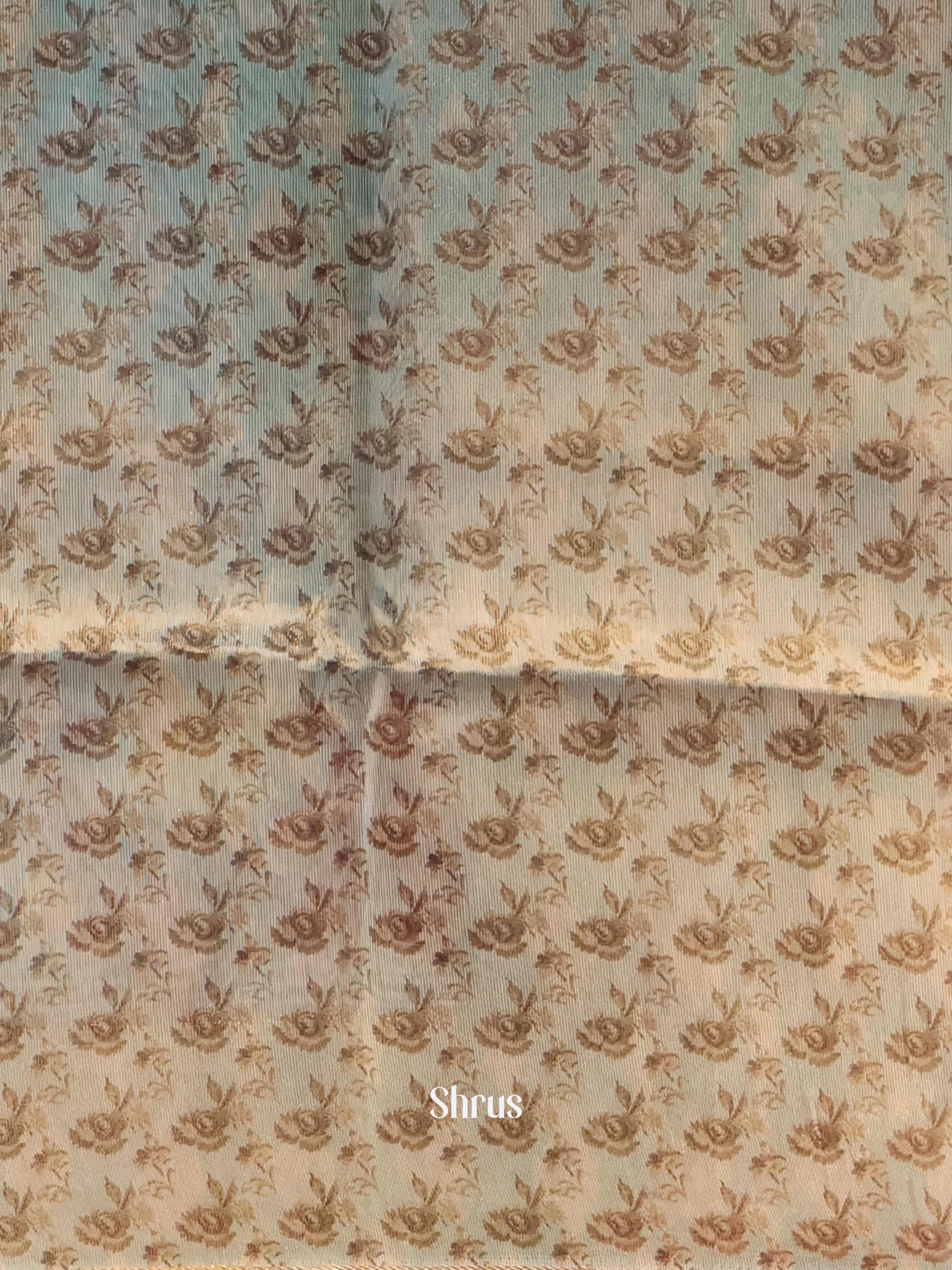 Blue & Peach - Semi Tissue Saree - Shop on Shrus.com