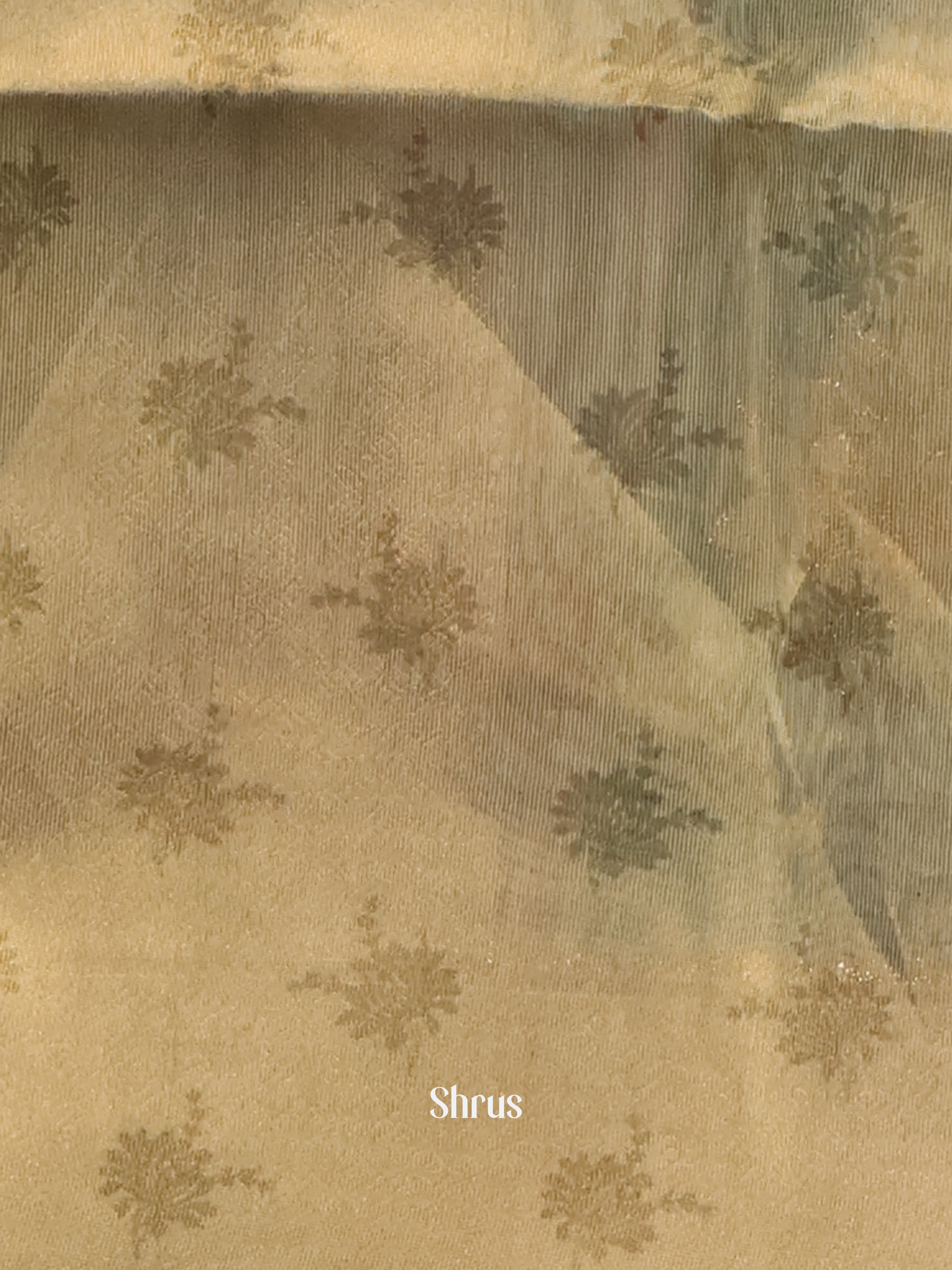 Green & Peach - Semi Tissue Saree - Shop on Shrus.com