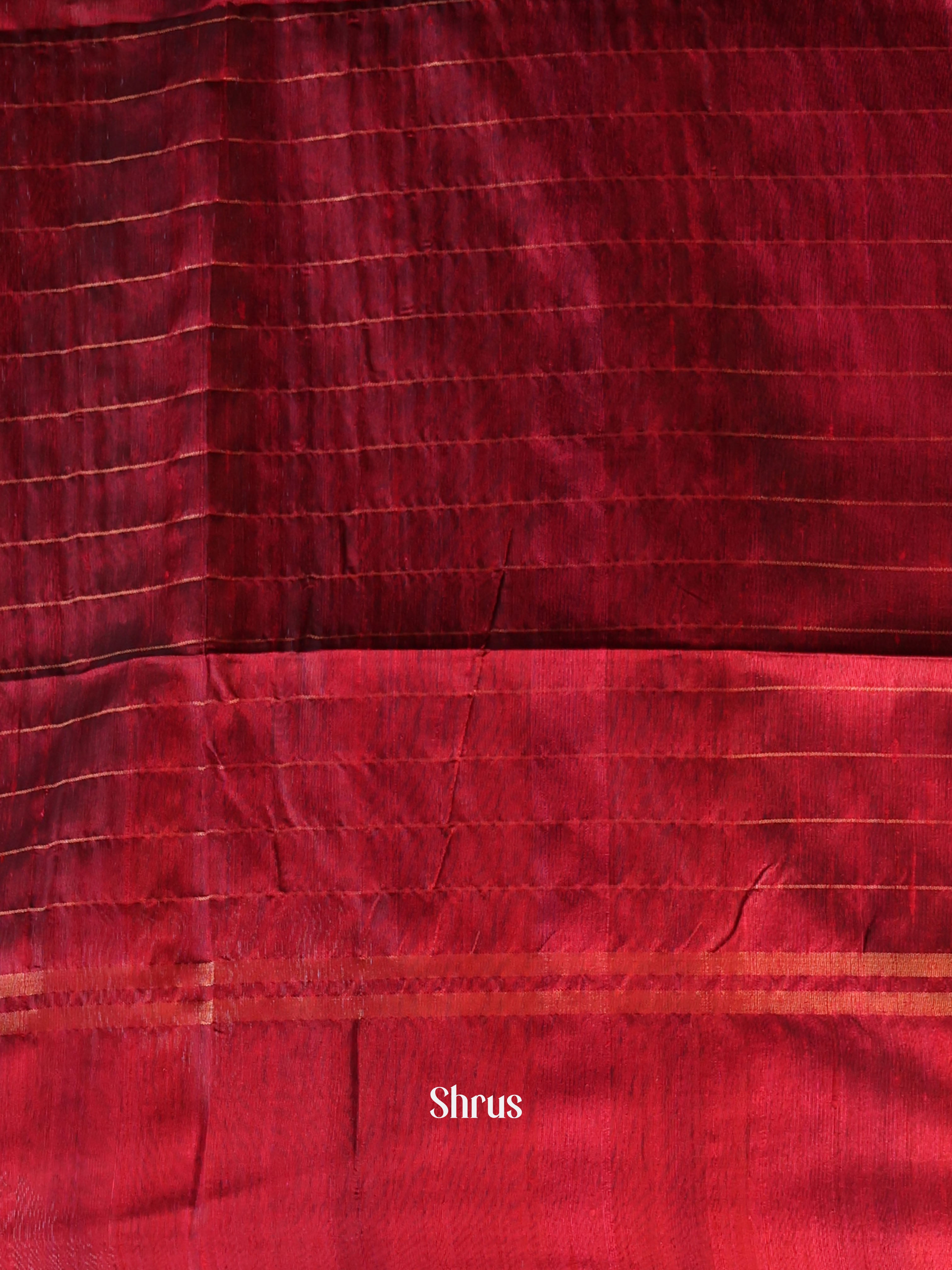 Green & Maroon - Raw Silk Saree - Shop on Shrus.com