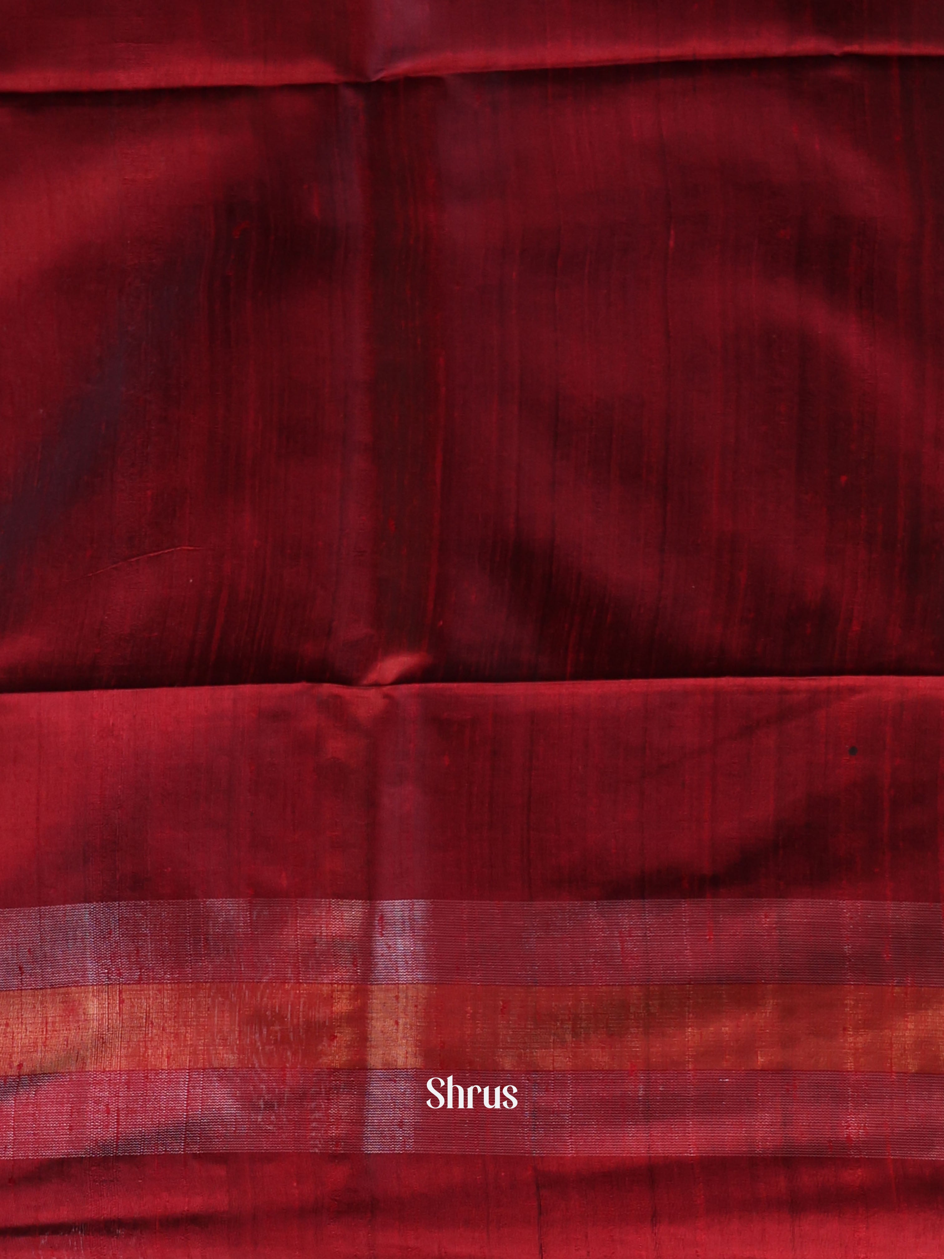Mustard & Maroon - Raw Silk Saree - Shop on Shrus.com