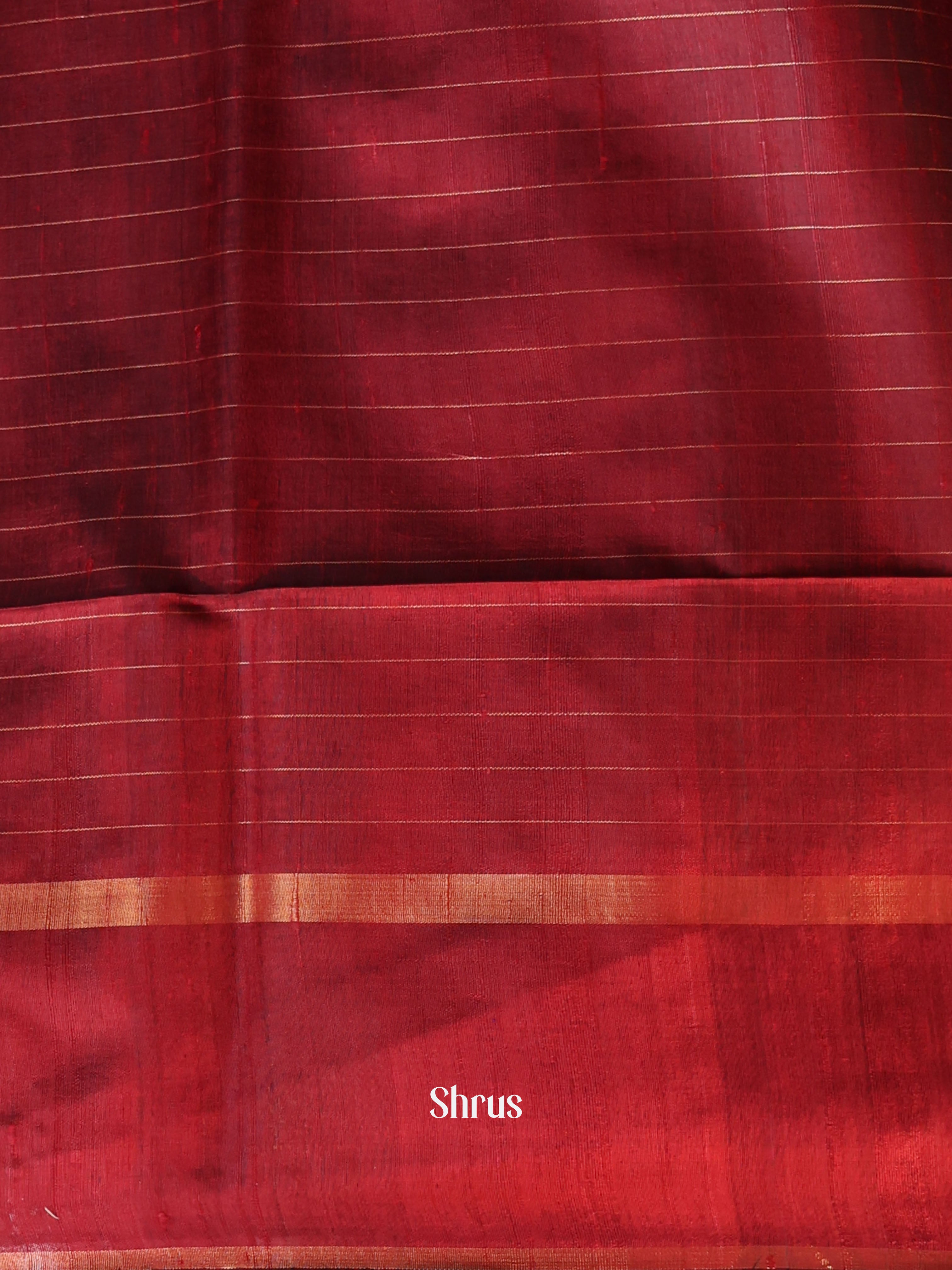 Grey & Maroon - Raw Silk Saree - Shop on Shrus.com