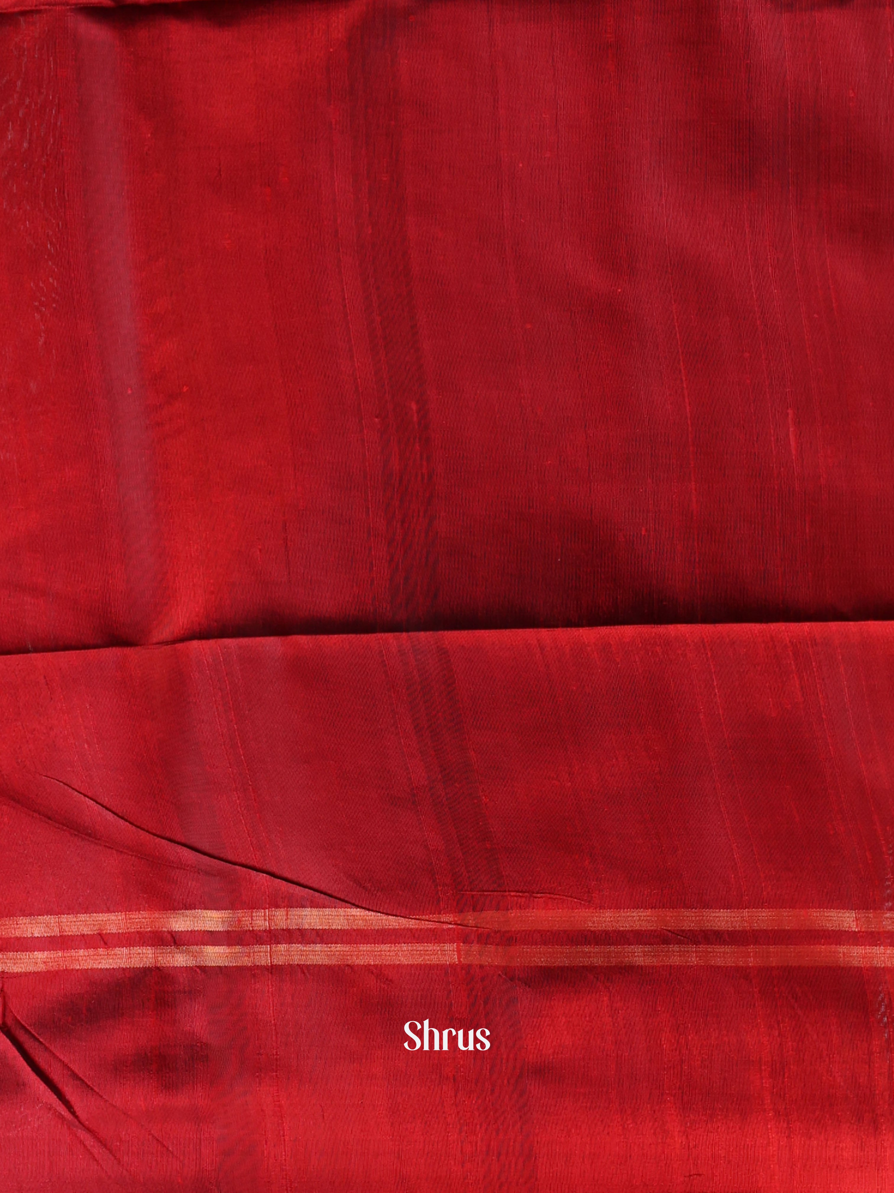 Grey & Red - Raw Silk Saree - Shop on Shrus.com
