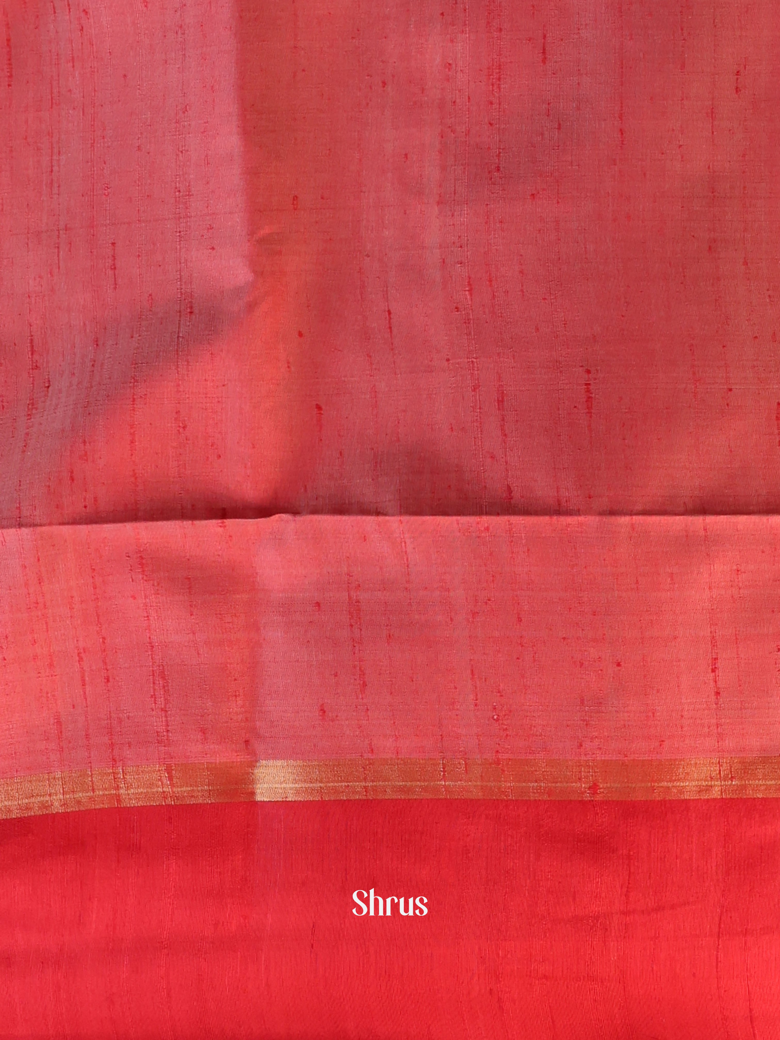 Orange & Red- Raw Silk Saree - Shop on Shrus.com