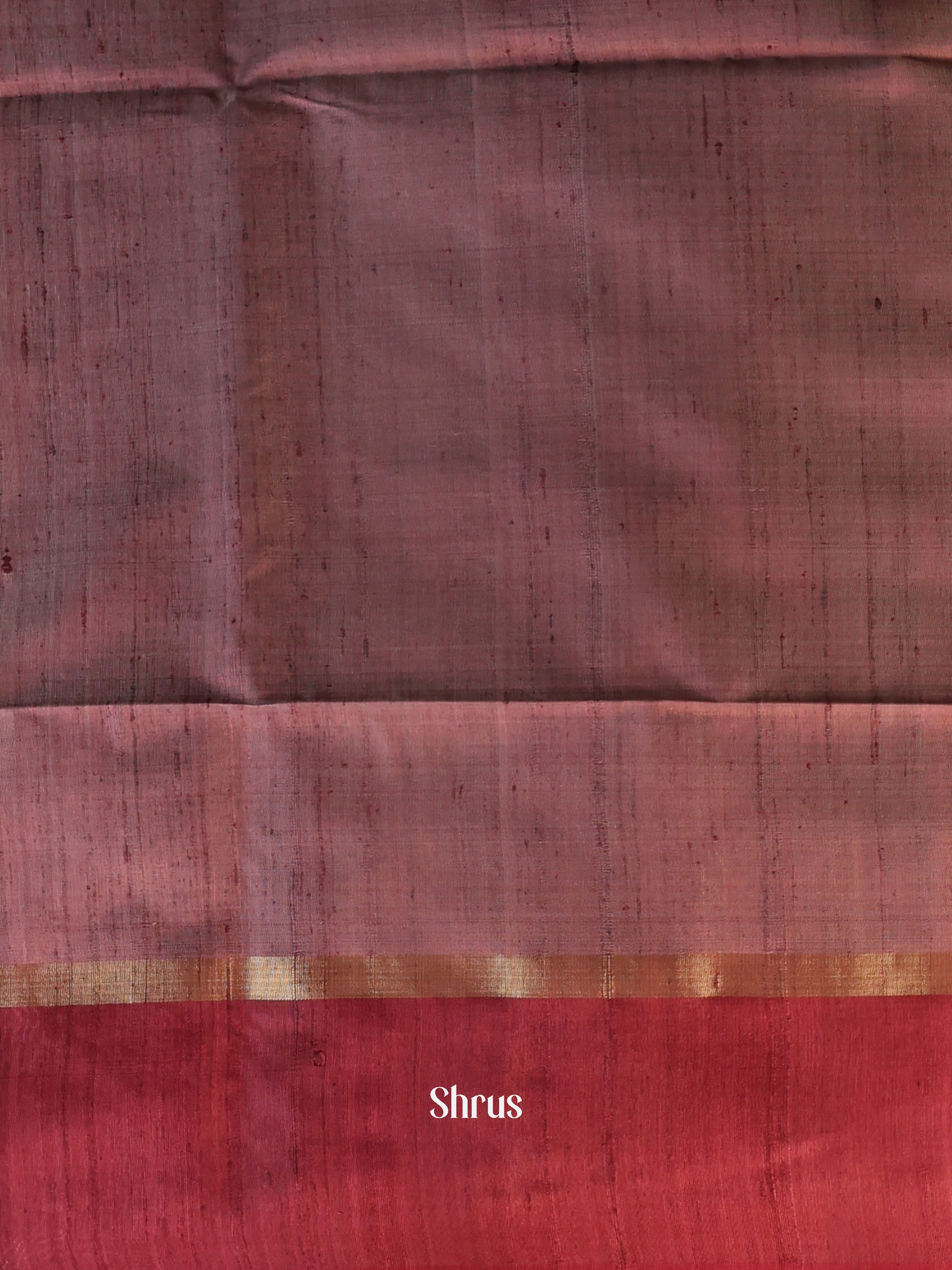 Cream & Maroon- Raw Silk Saree - Shop on Shrus.com