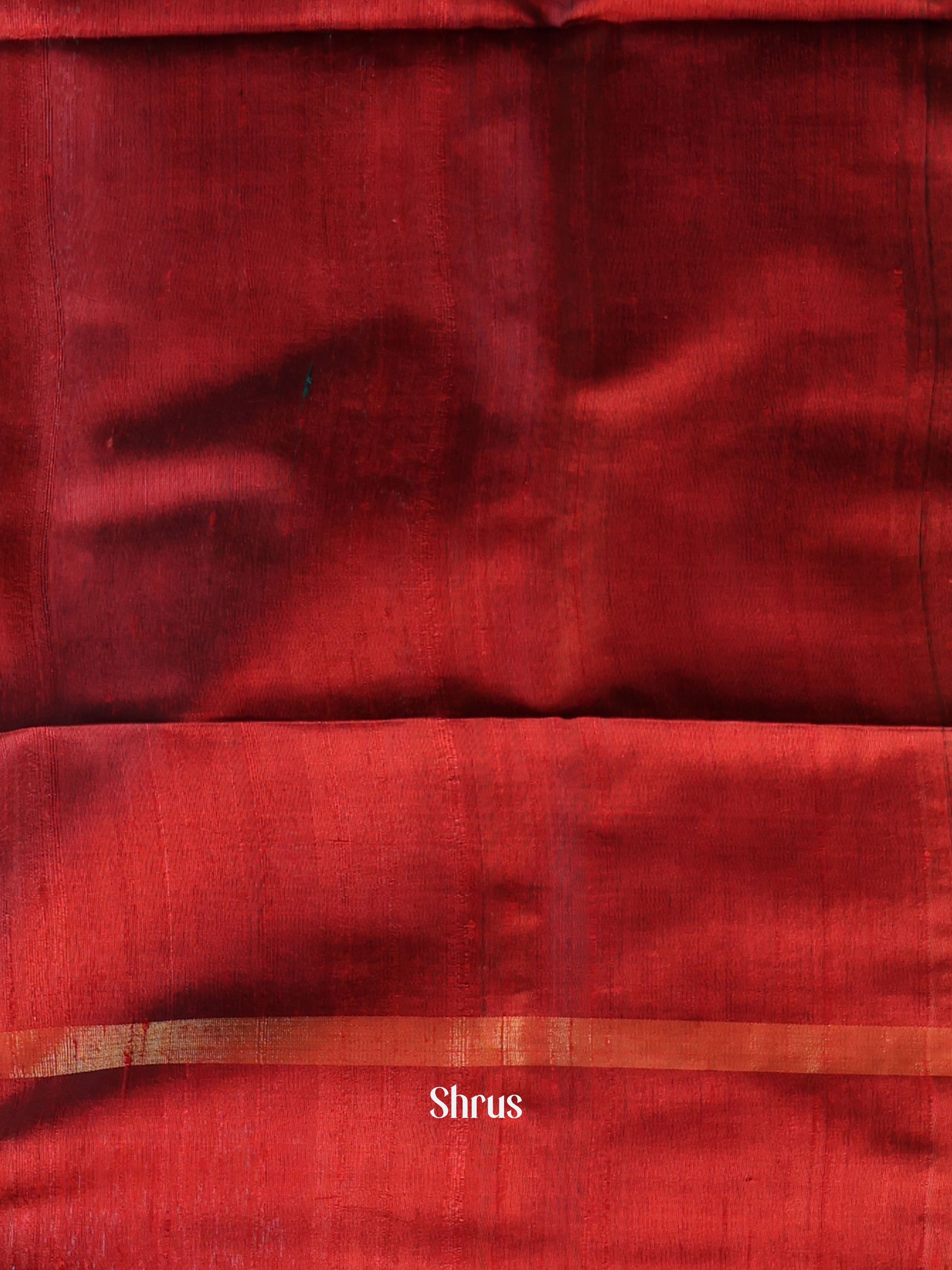 Black & Maroon - Raw Silk Saree - Shop on Shrus.com