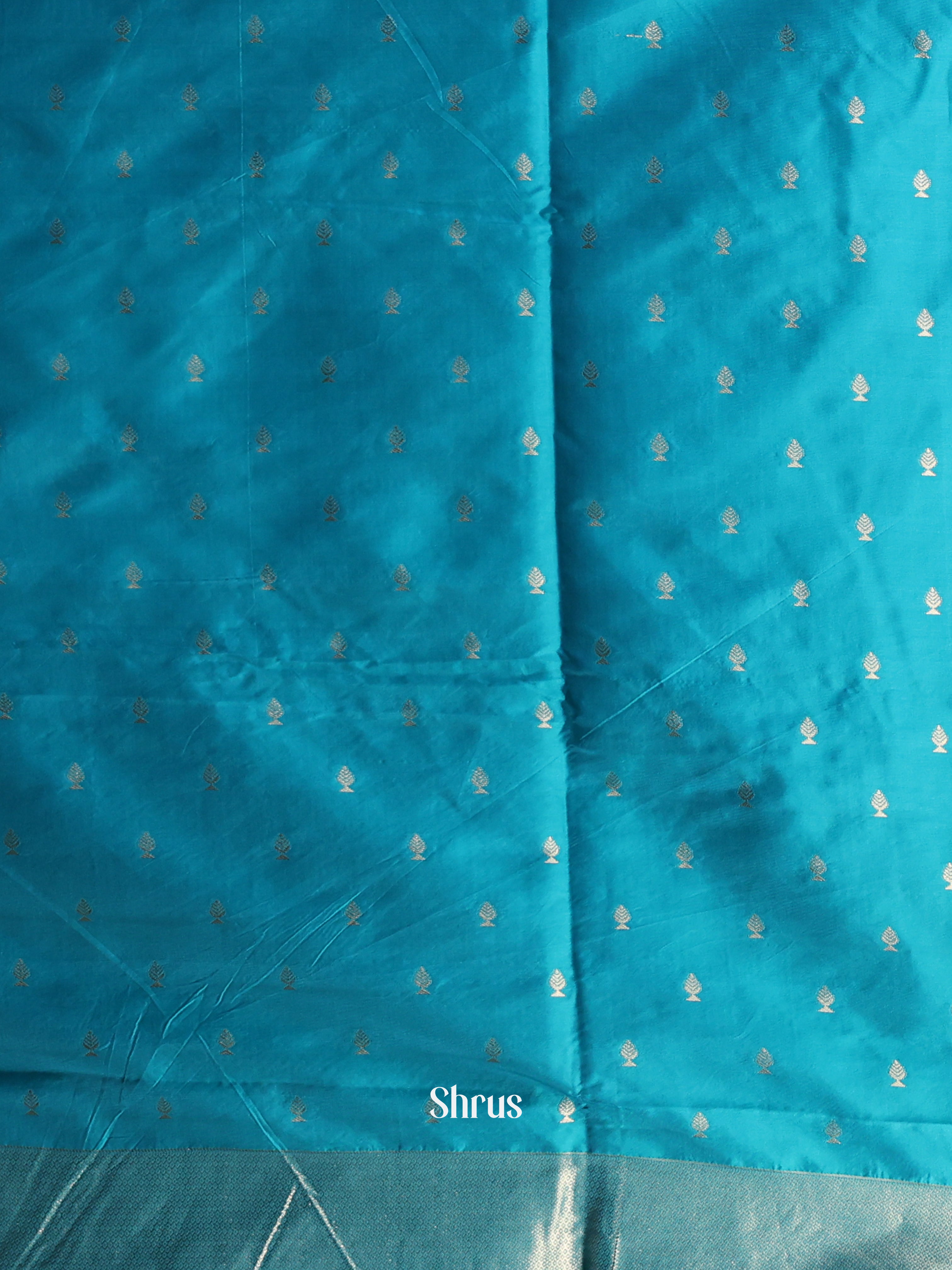Teal - Semi Softsilk Saree - Shop on Shrus.com