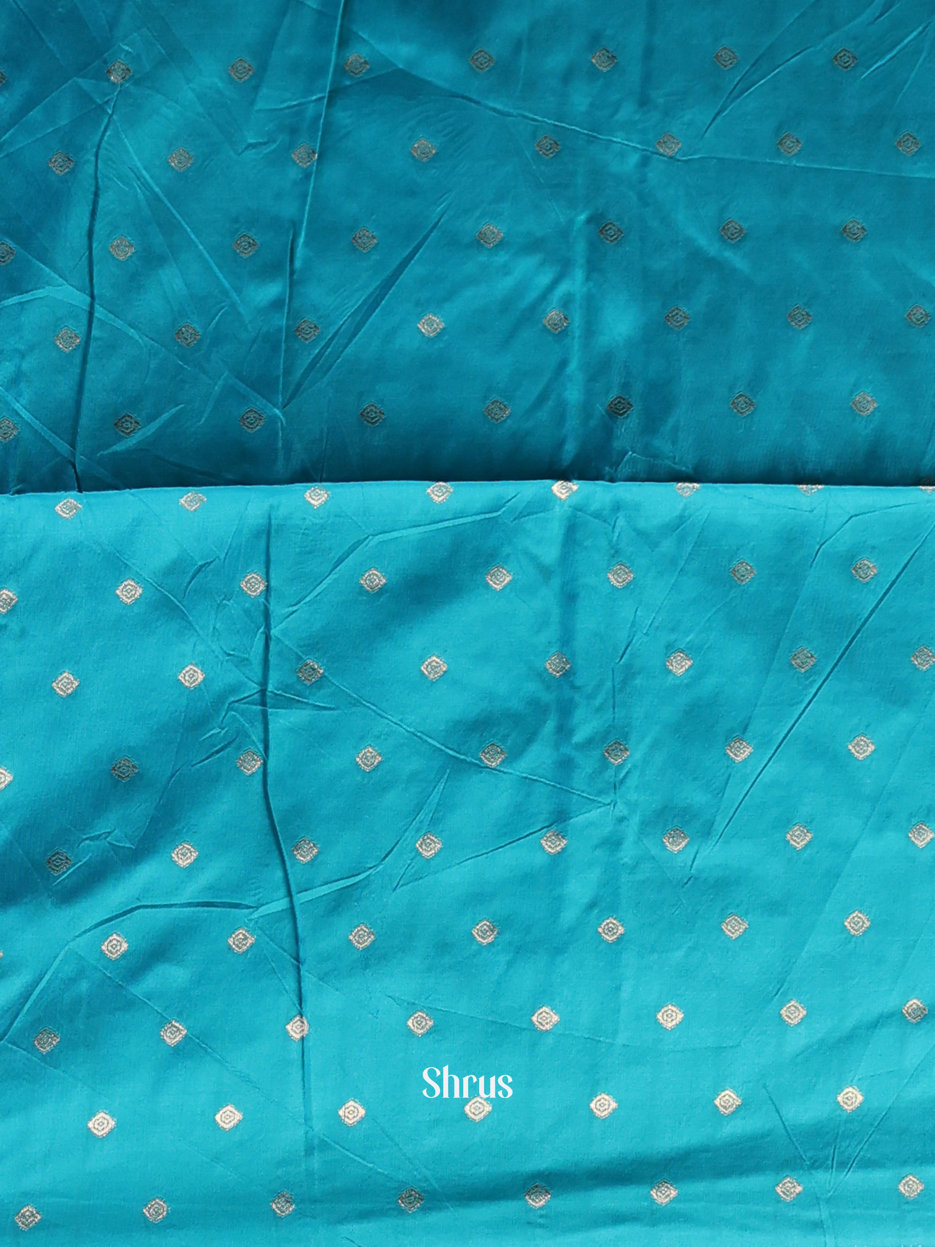 Teal - Semi Softsilk Saree - Shop on Shrus.com