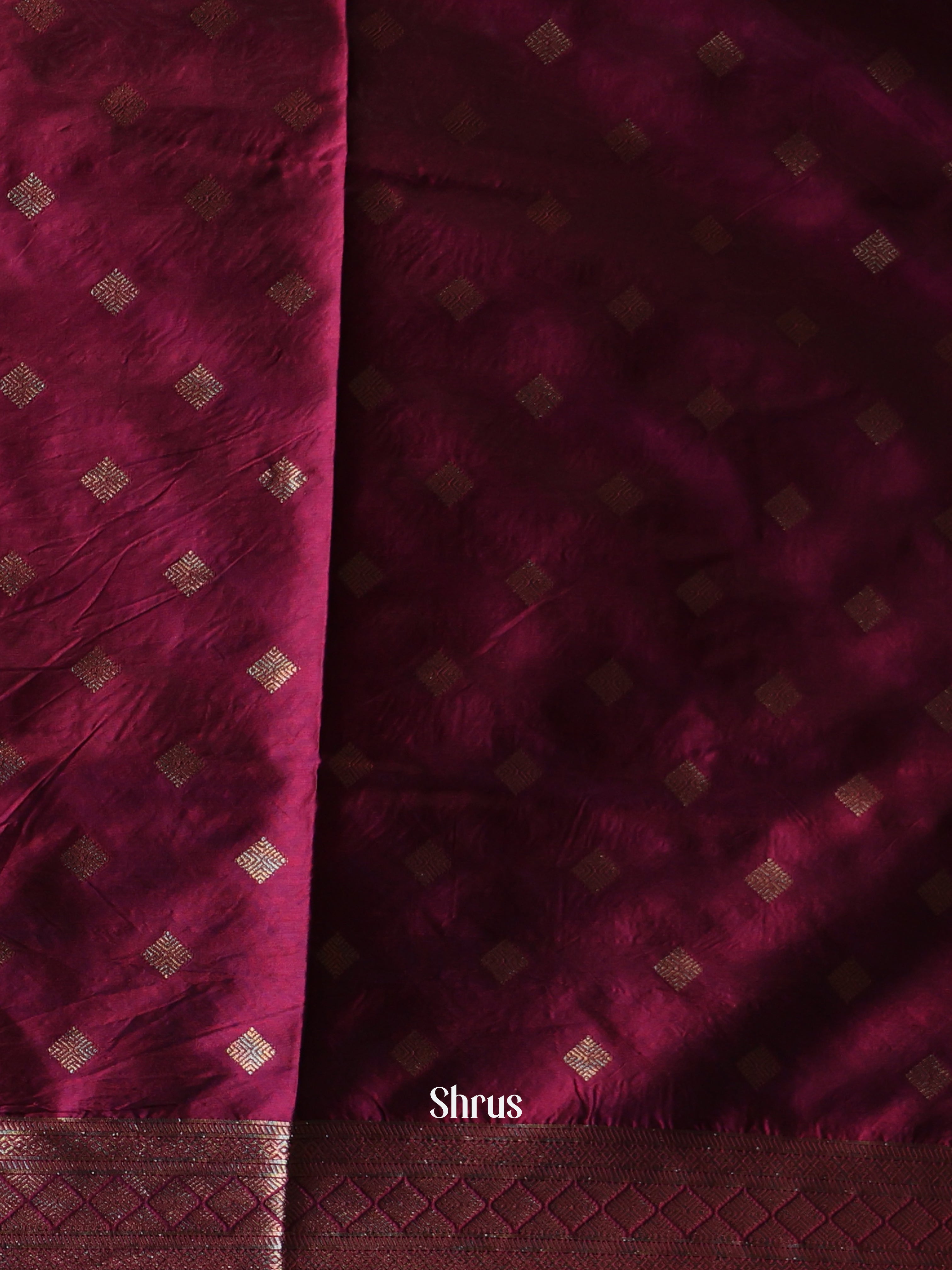 Wine - Semi Softsilk Saree - Shop on Shrus.com