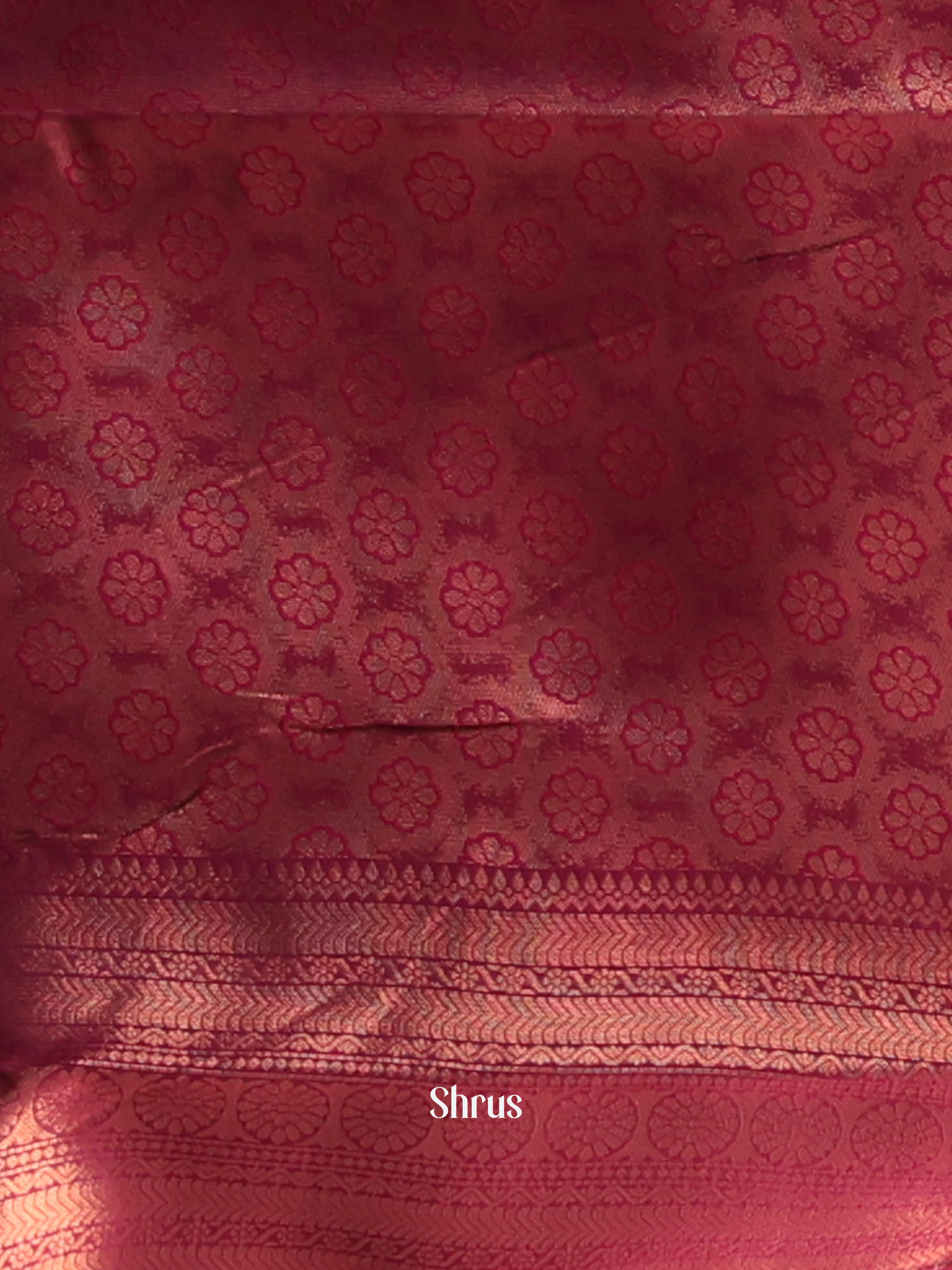 Pastel Blue & Maroon - Semi Arani Silk Saree - Shop on Shrus.com