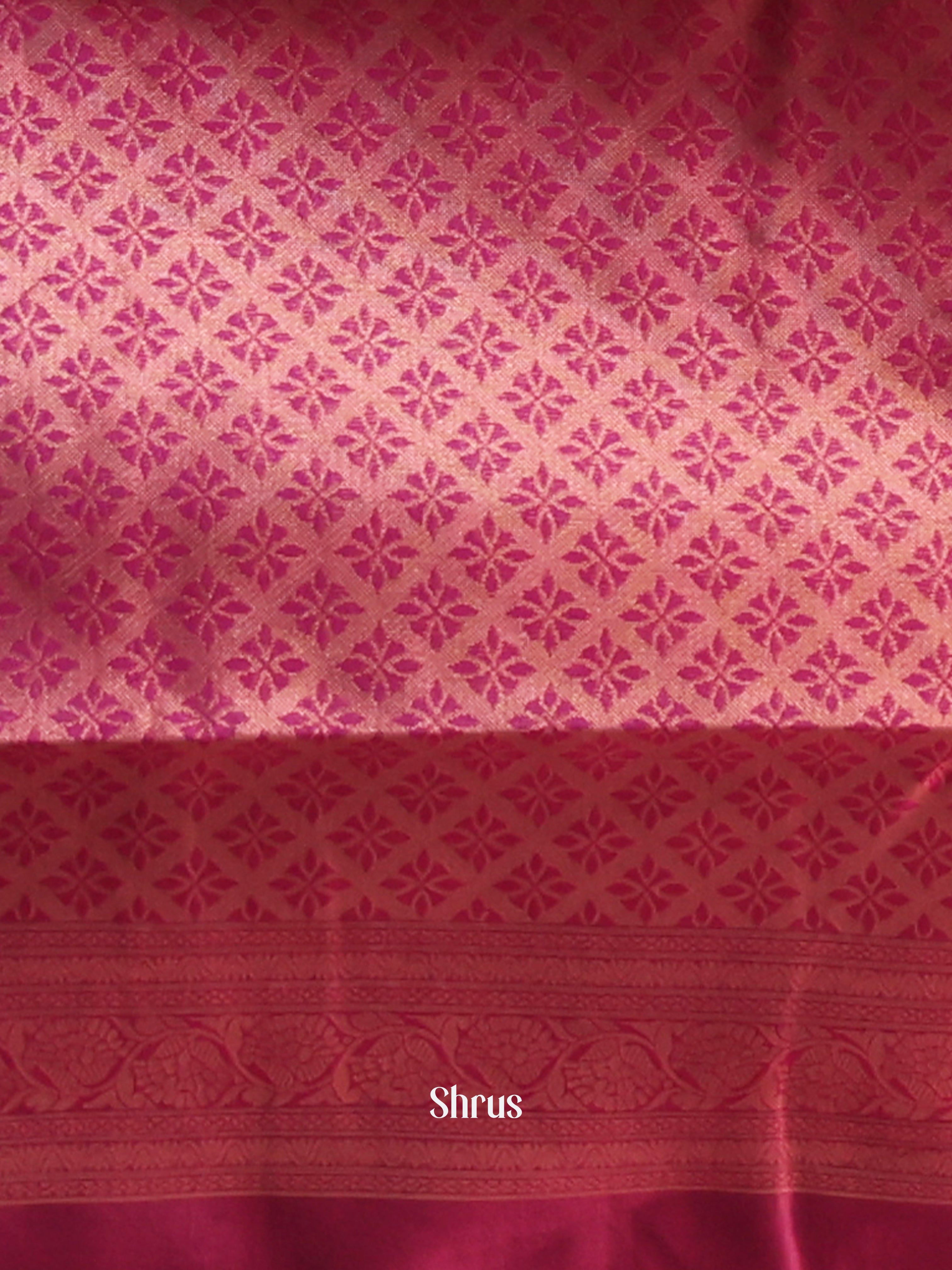 Peach & Maroon - Semi Arani Silk Saree - Shop on Shrus.com