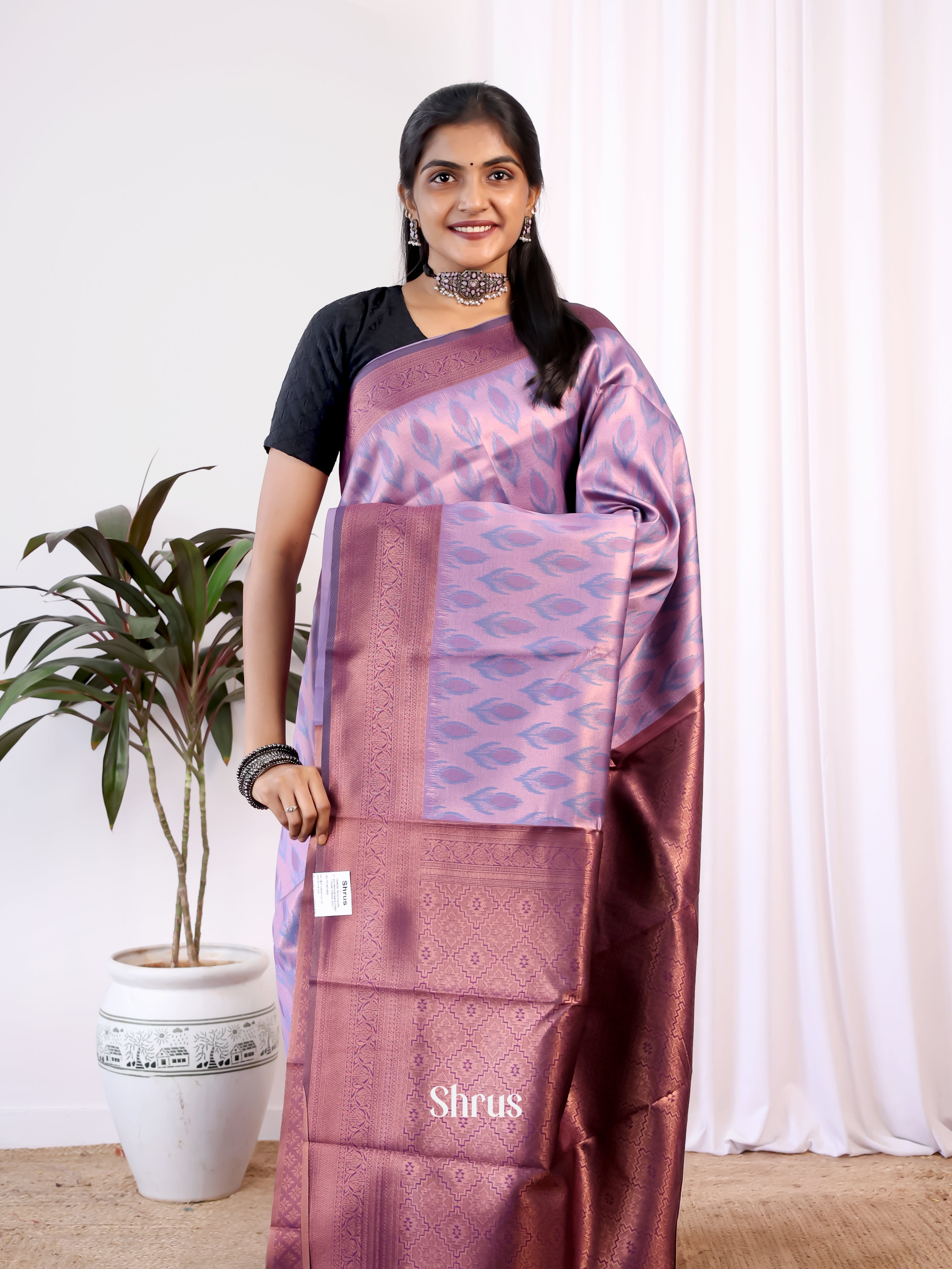 Lavender & Purple - Semi Arani Silk Saree - Shop on Shrus.com