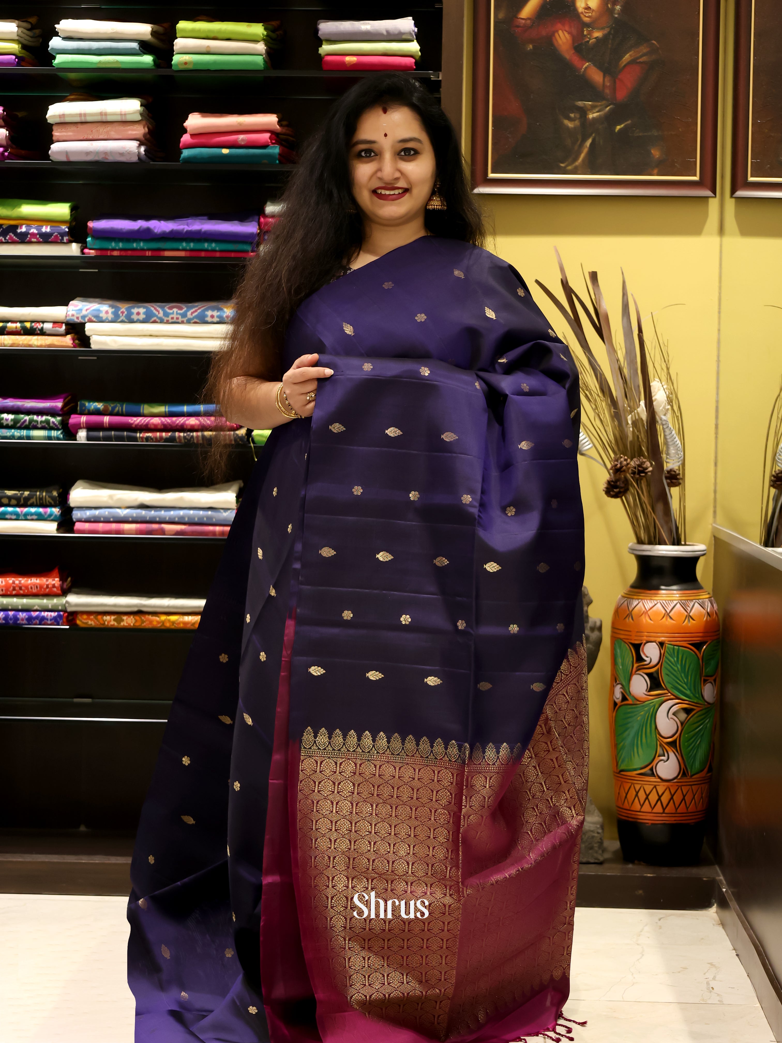 Violet & Wine - Soft Silk Saree - Shop on Shrus.com