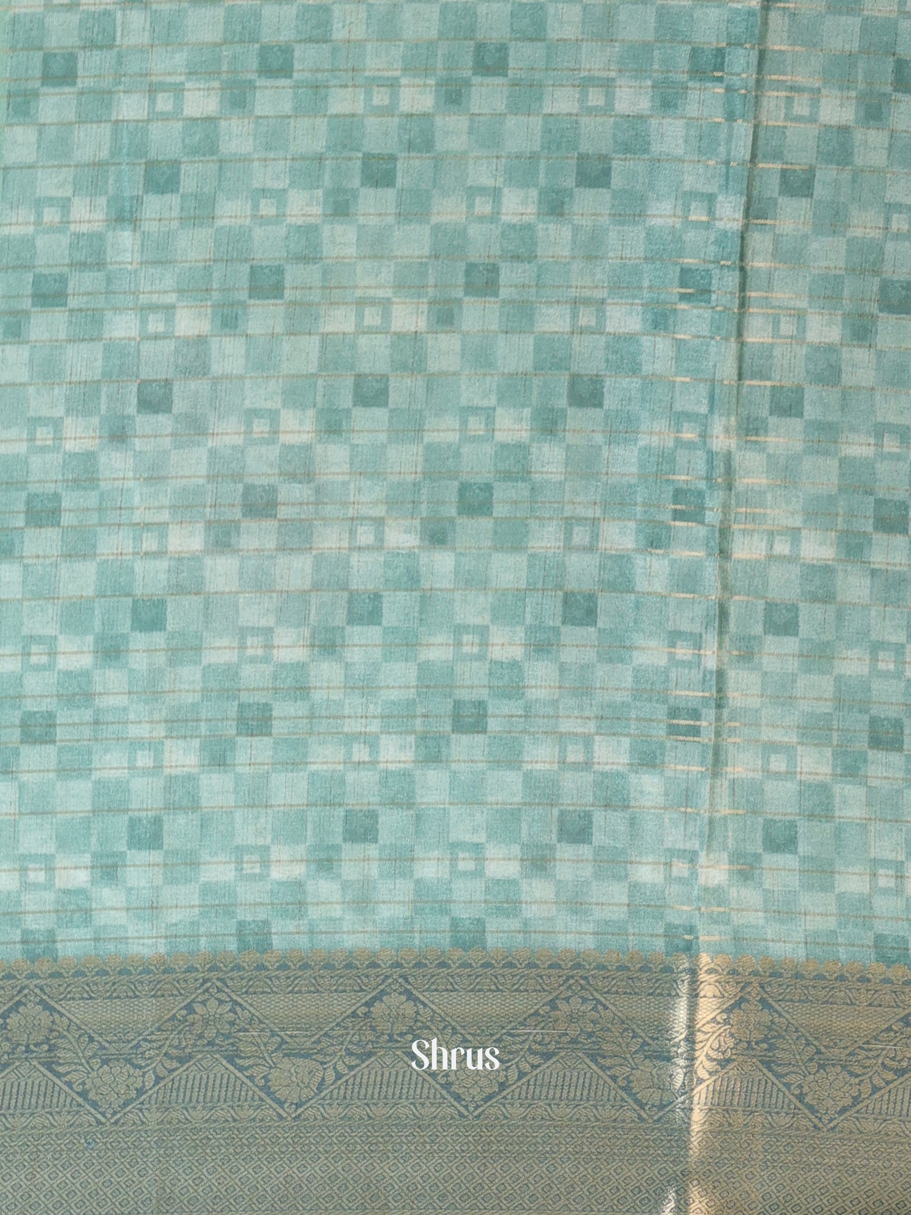 Teal & Brown - Semi Chanderi Saree - Shop on Shrus.com