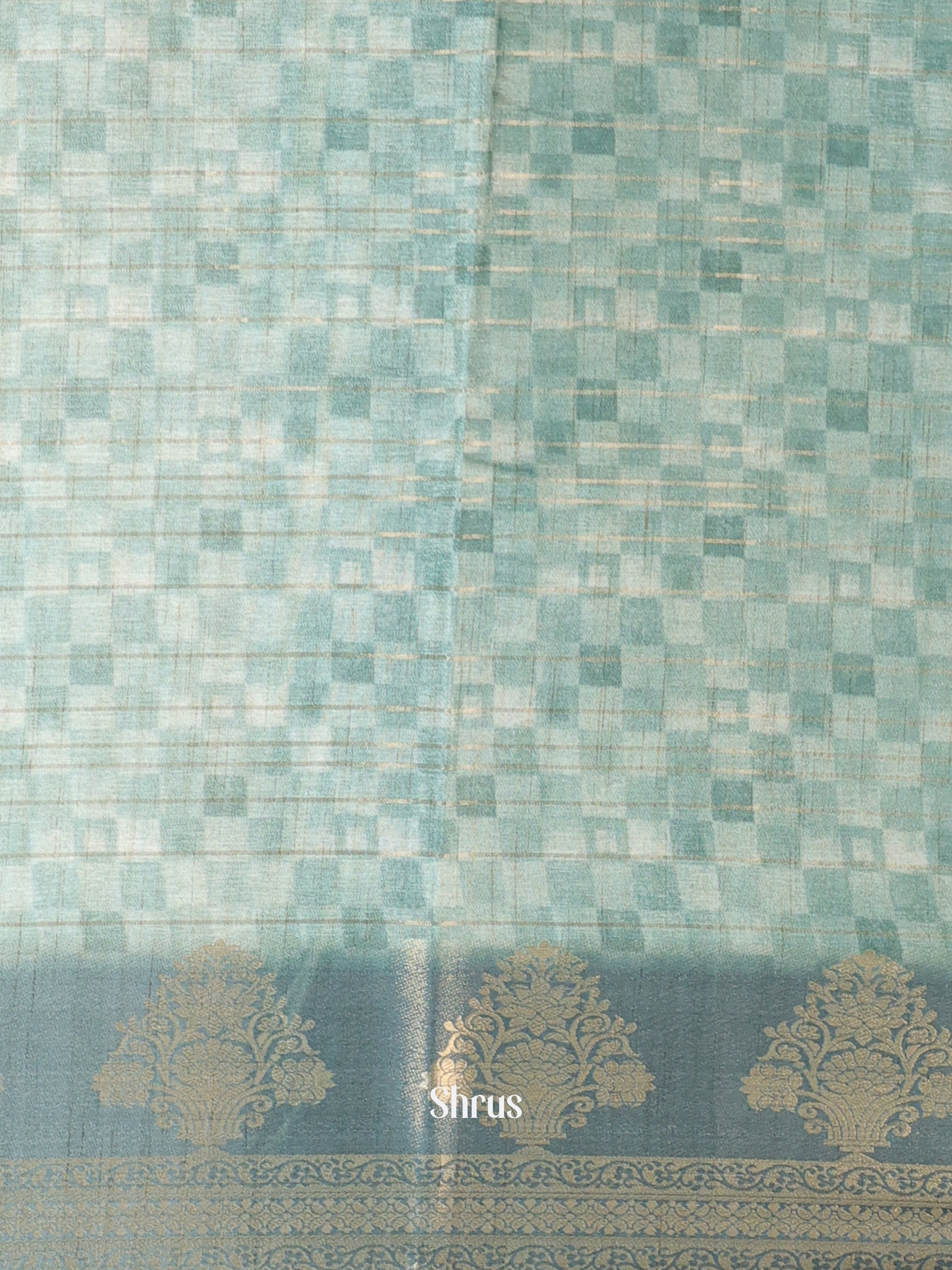 Green & Brown - Semi Chanderi Saree - Shop on Shrus.com