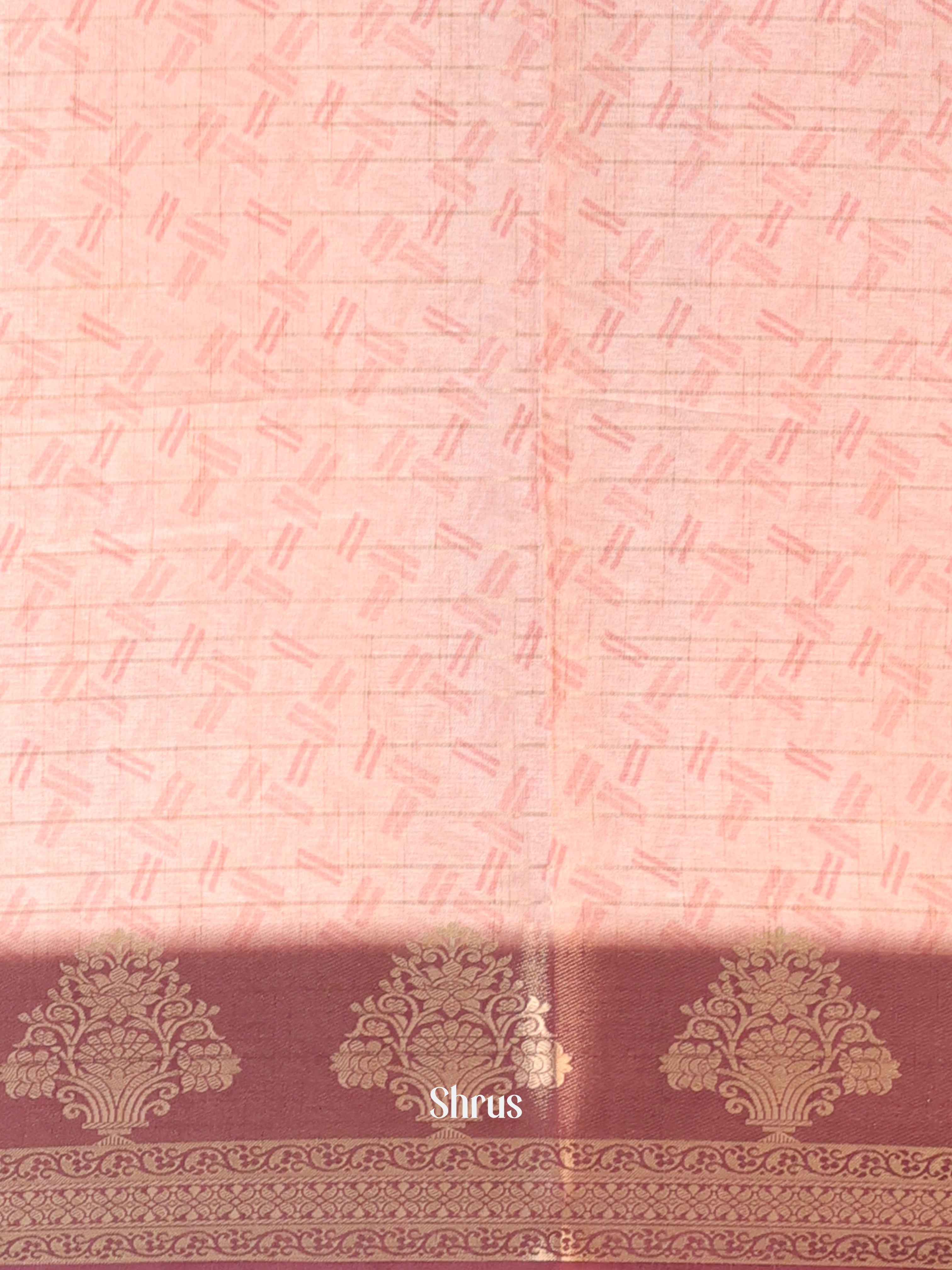 Peach & Brown - Semi Chanderi Saree - Shop on Shrus.com