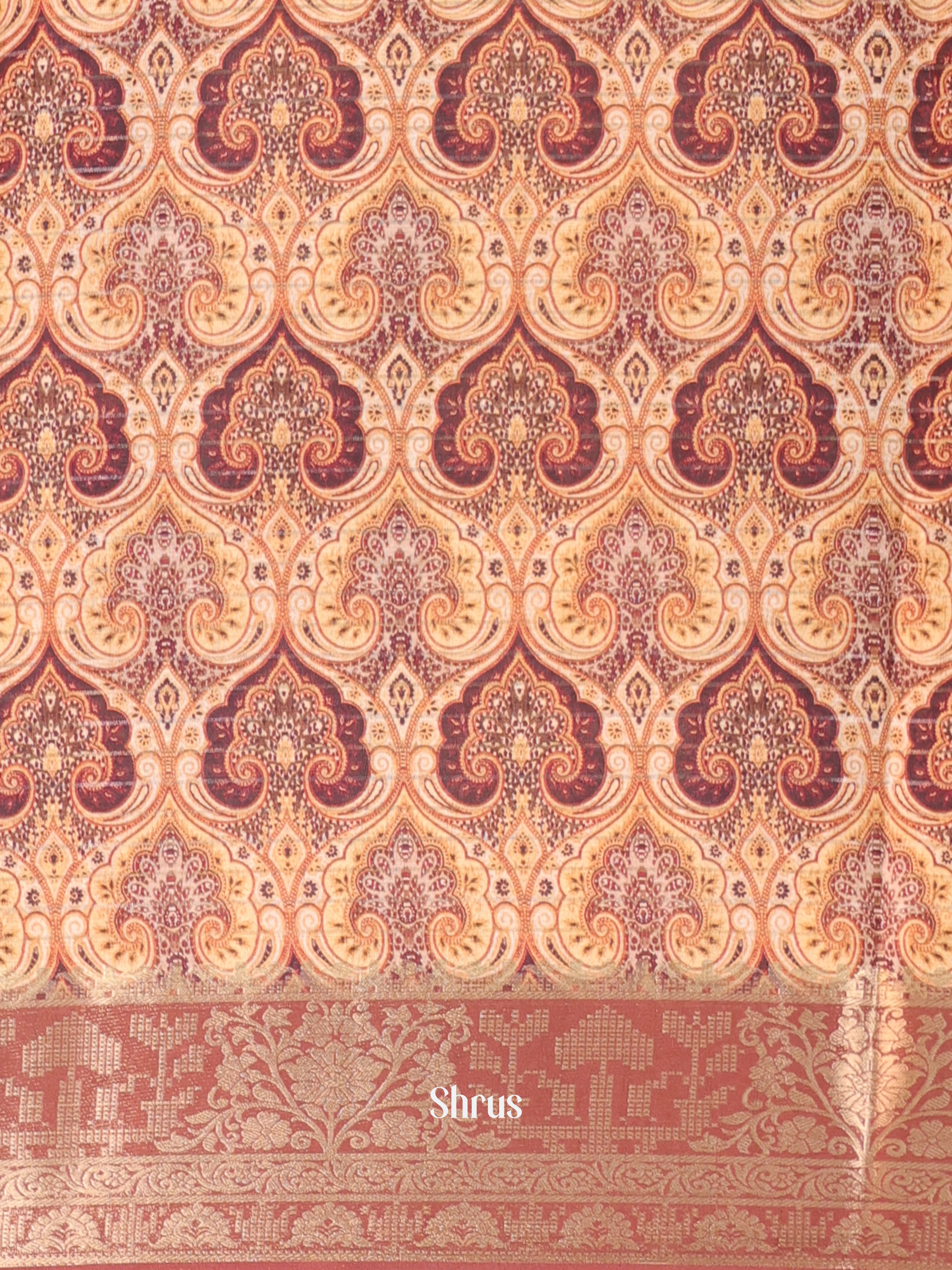 Brown & Beige - Semi Chanderi Saree - Shop on Shrus.com