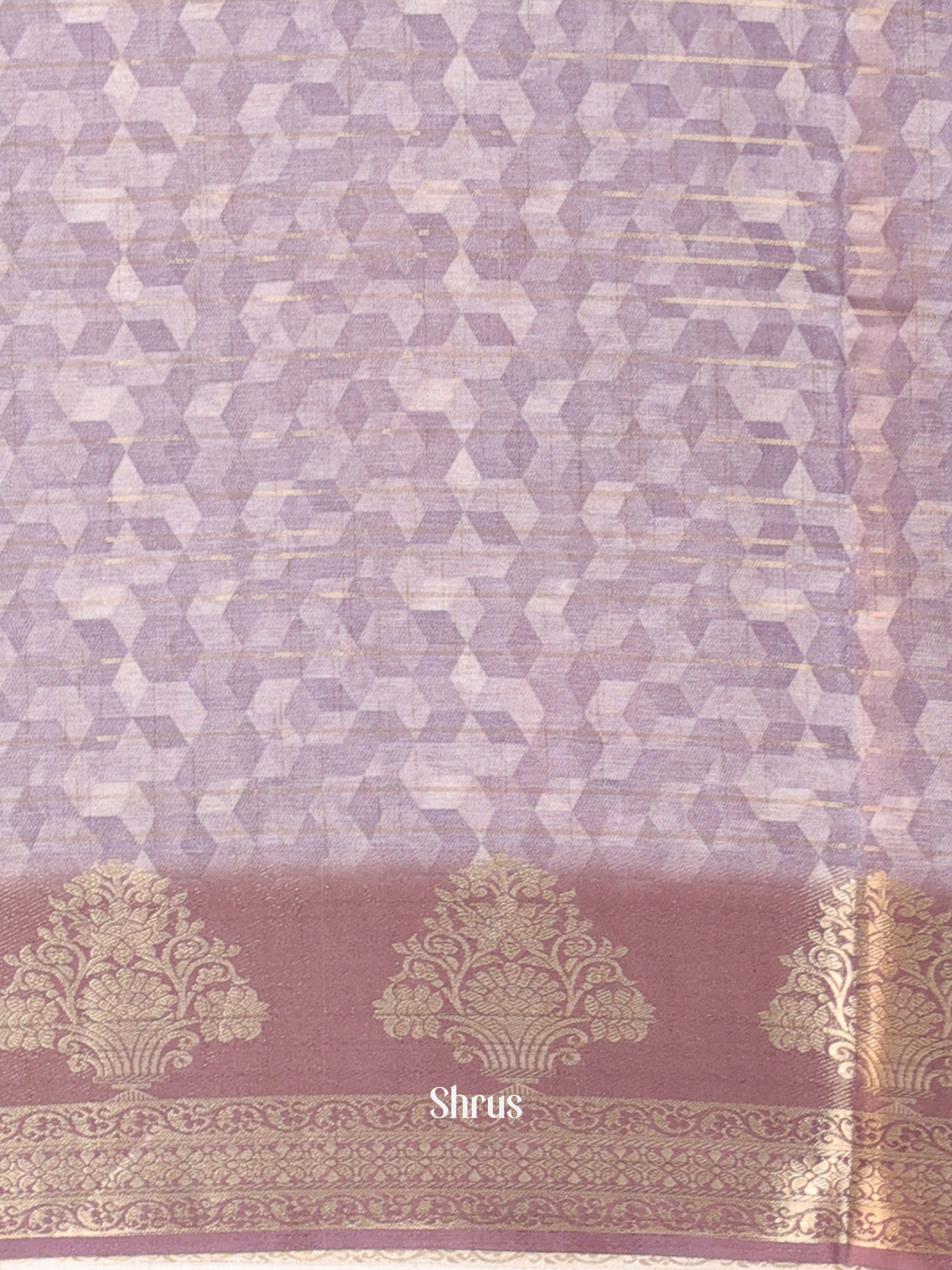 Lavender & Brown- Semi Chanderi Saree - Shop on Shrus.com