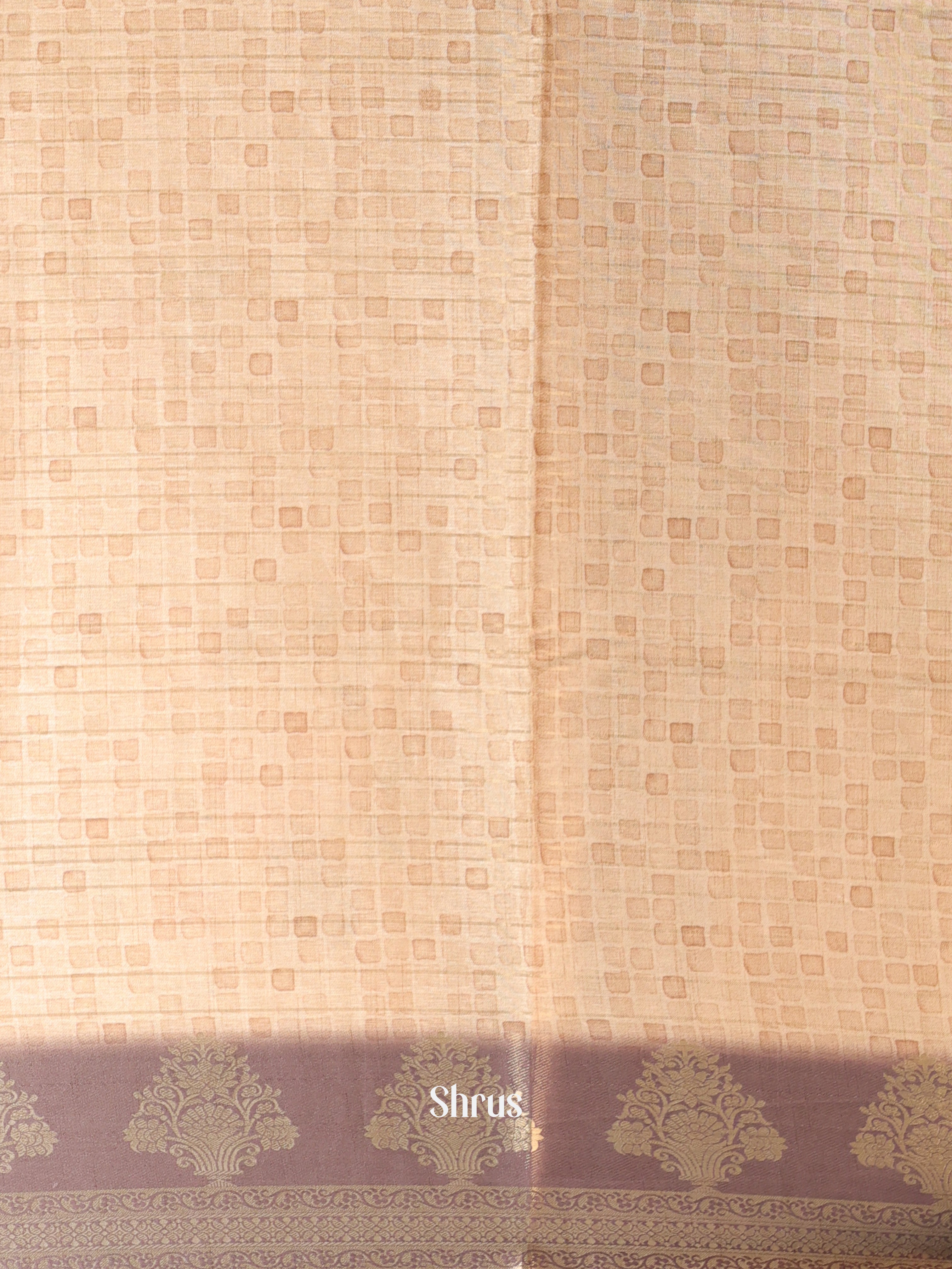 Sandal & Mauve - Semi Chanderi Saree - Shop on Shrus.com
