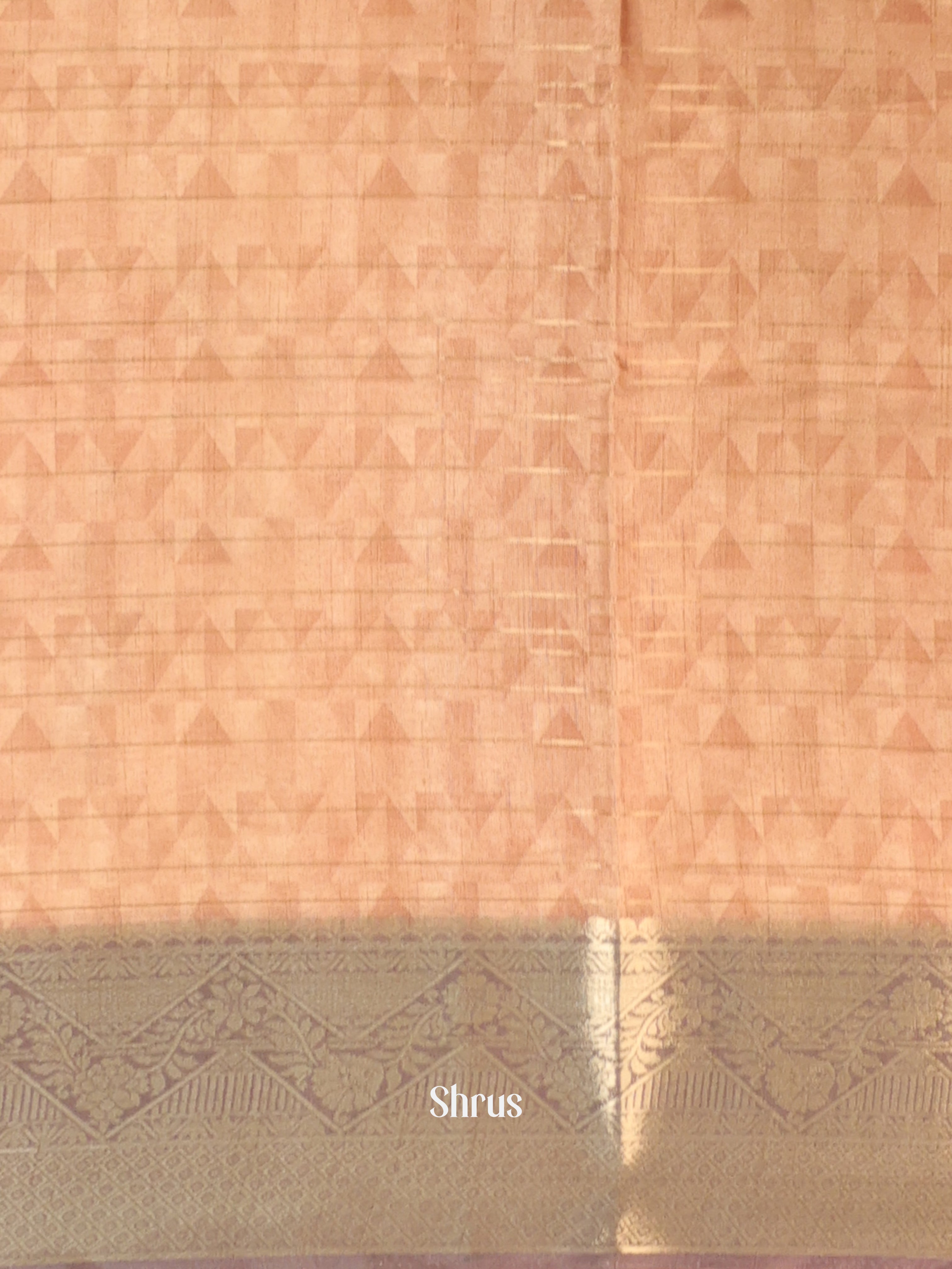 Lite Peach & Brown - Semi Chanderi Saree - Shop on Shrus.com