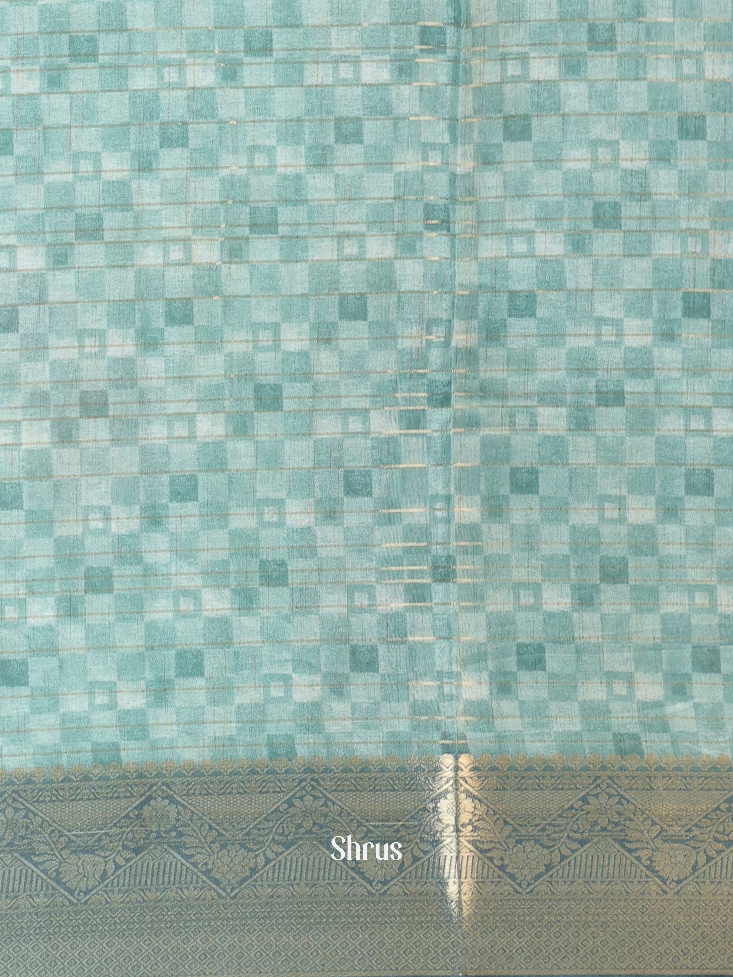 Teal & Brown - Semi Chanderi Saree - Shop on Shrus.com