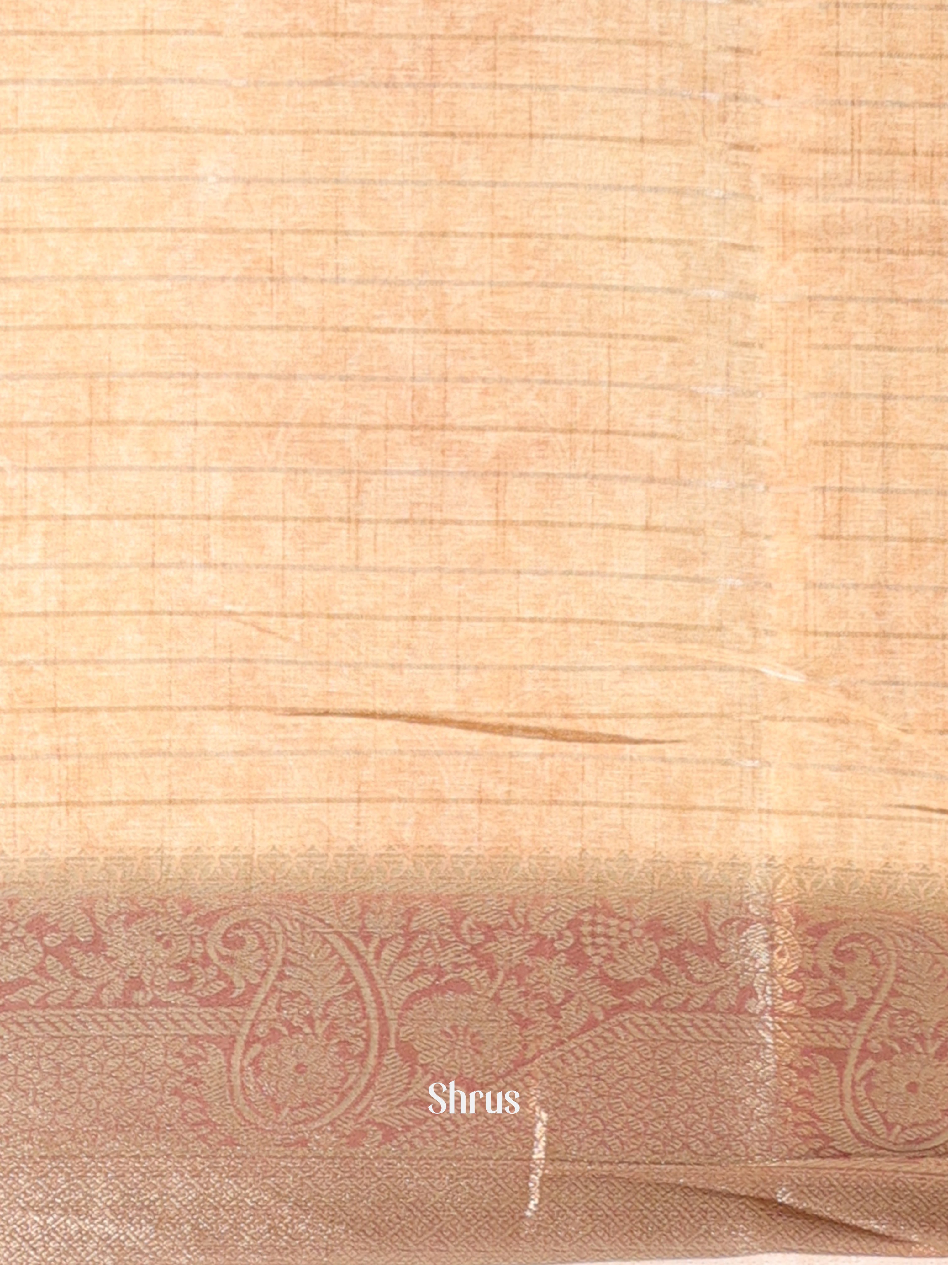 Cream & Brown - Semi Chanderi Saree - Shop on Shrus.com