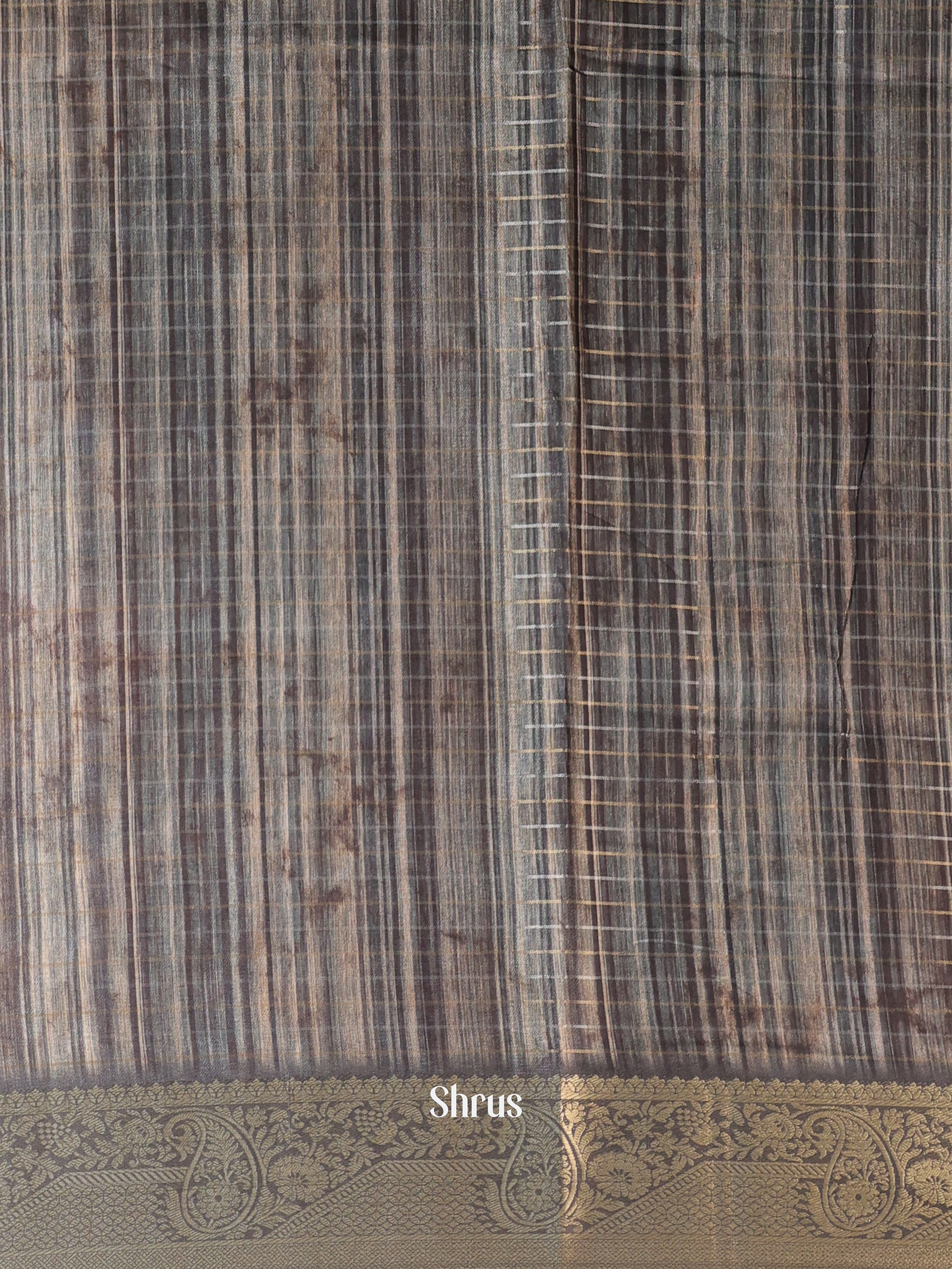Grey - Semi Chanderi Saree - Shop on Shrus.com