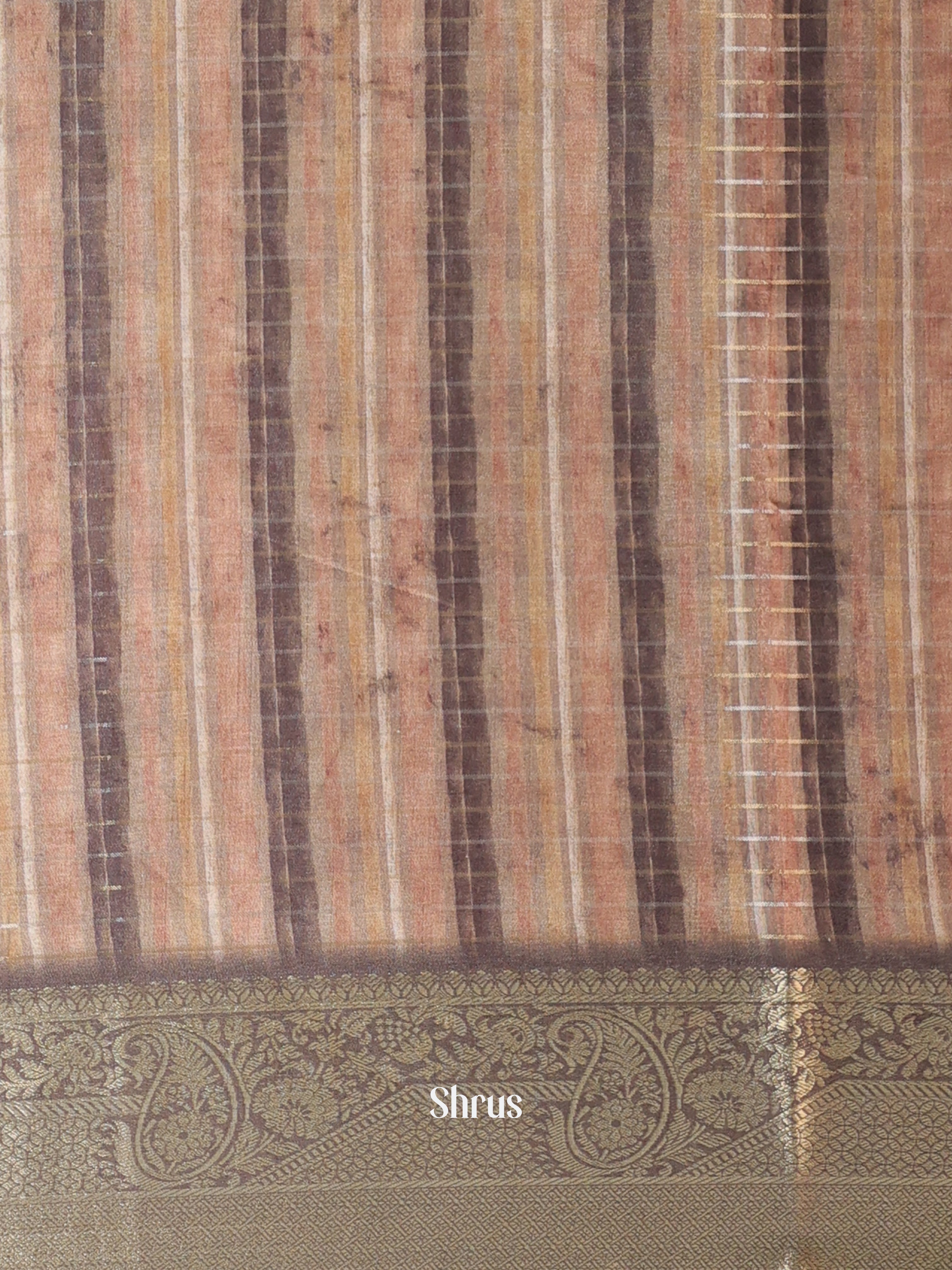 Grey & Brown - Semi Chanderi Saree - Shop on Shrus.com