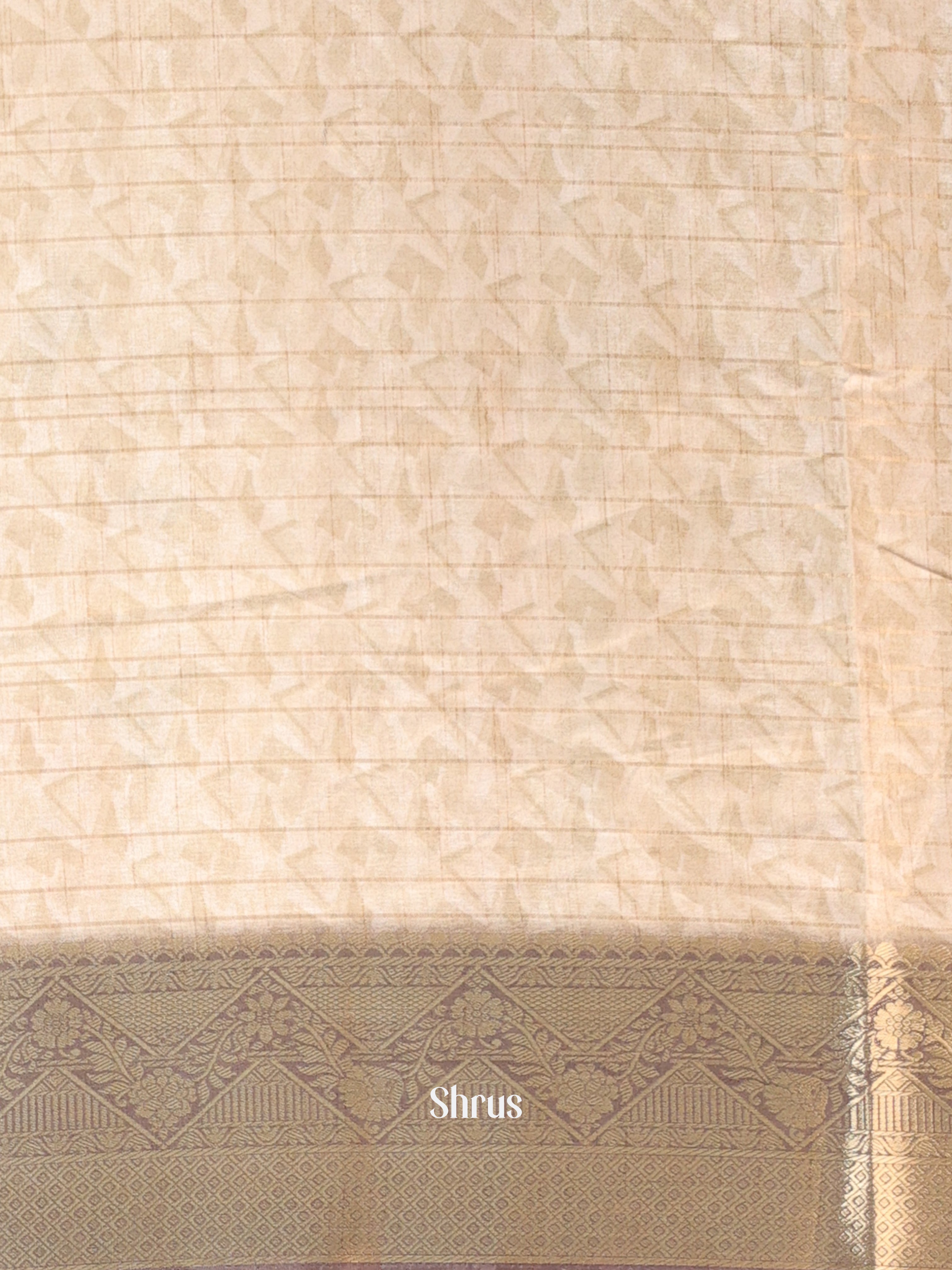 Cream & Grey- Semi Chanderi Saree - Shop on Shrus.com