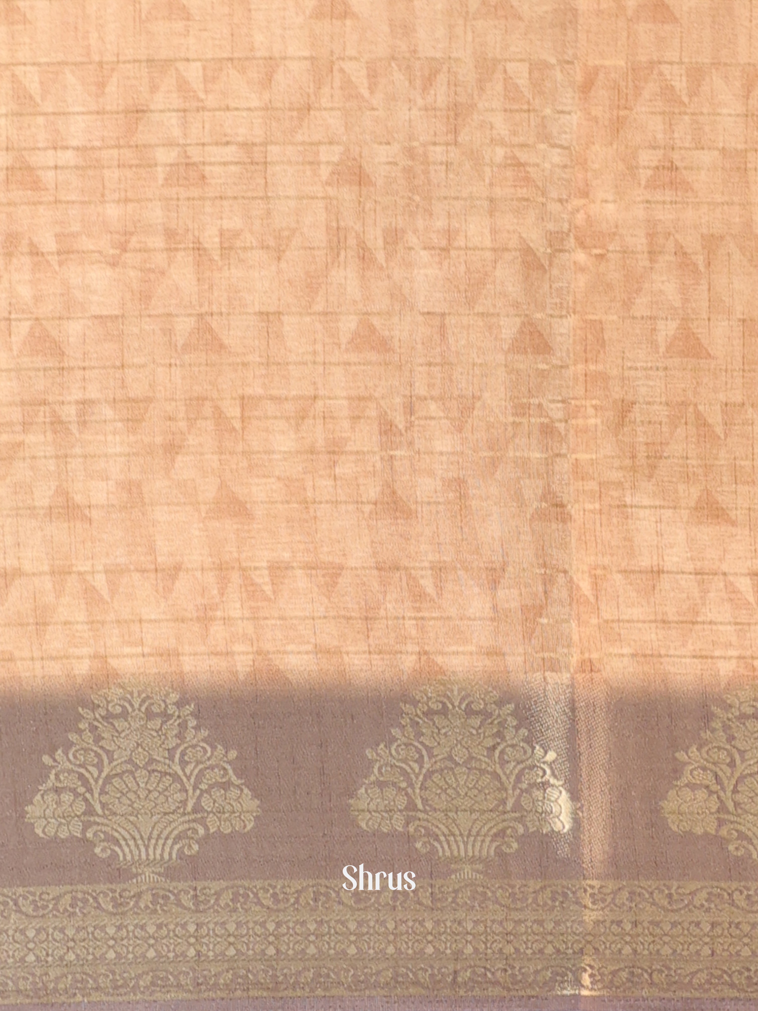 Cream & Grey - Semi Chanderi Saree - Shop on Shrus.com
